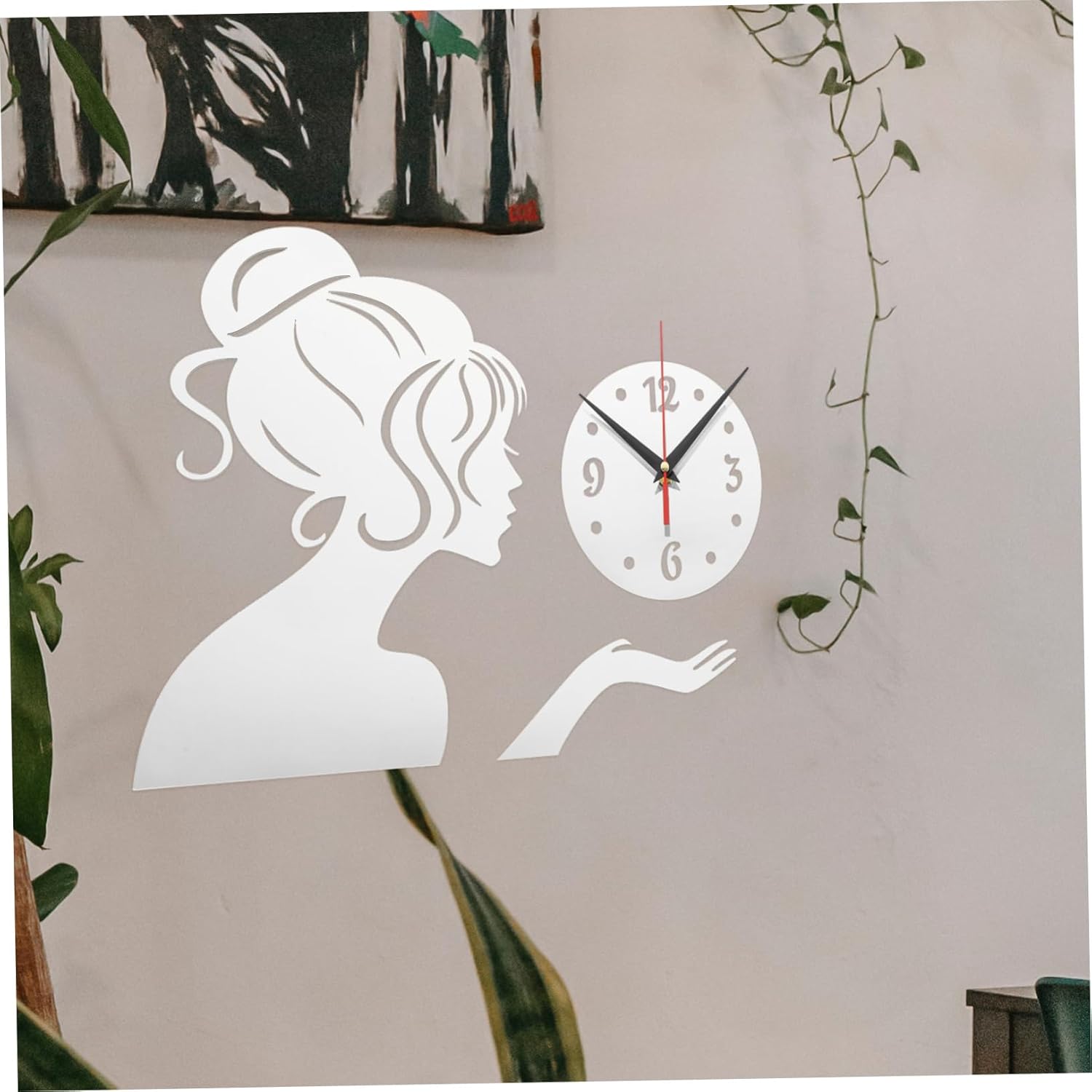 Garneck Reloj de pared con espejo para niñas, moderno, decoración de pared, casa de campo, decoración de pared, reloj de pared negro, reloj de pared