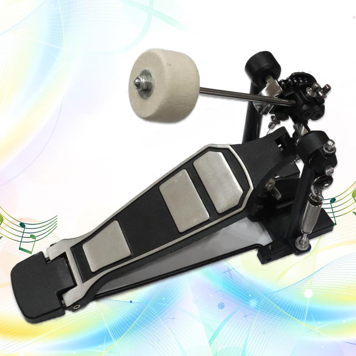 CashBeat Pedal de bombo individual, doble cadena, cabezal batidor ajustable y configuración rápida, accesorio de percusión profesional para kits de