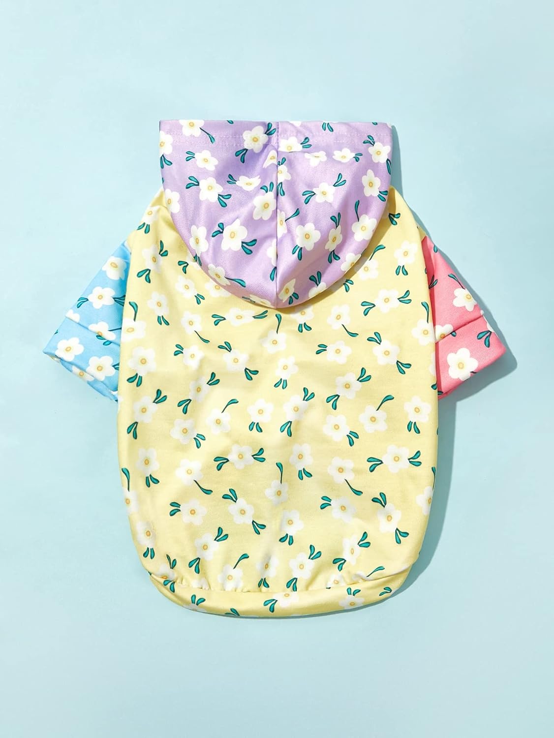 QWINEE Camisa con estampado floral para perro, ropa para cachorros, sudadera suave con capucha para gatos, ropa transpirable para mascotas para