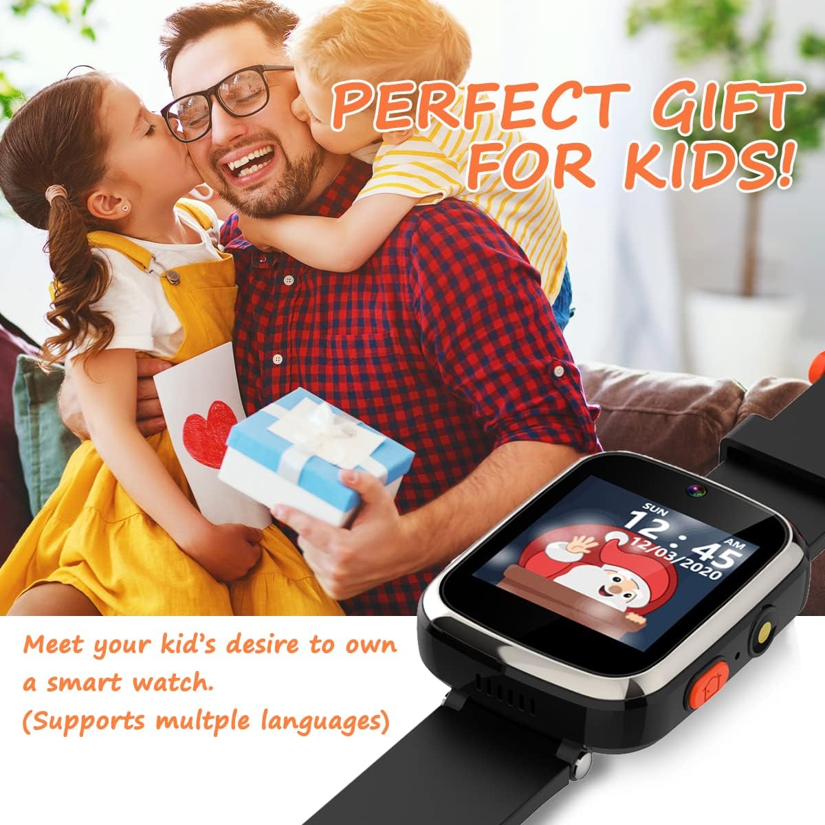 Reloj inteligente para niños de 3 a 10 años de edad, pantalla táctil HD de 1.54 pulgadas, con cámara doble, juegos, reproductor de música,