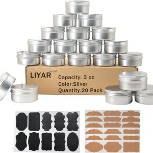 Lata de aluminio de 3 onzas, paquete de 20 latas de metal para salvamento, latas de vela de 3 onzas con tapas, recipientes recargables con tapa de Lata de aluminio de 3 onzas, paquete de 20 latas de metal para salvamento, latas de vela de 3 onzas con tapas, recipientes recargables con tapa de