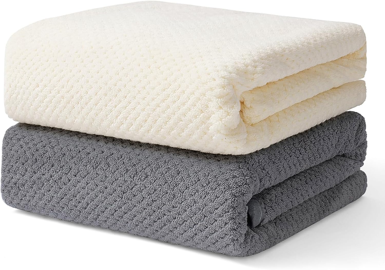 Wuwahold Juego de 2 toallas de baño, tamaño más grande, microfibra súper suave, altamente absorbente, toallas duraderas de secado rápido para baño,