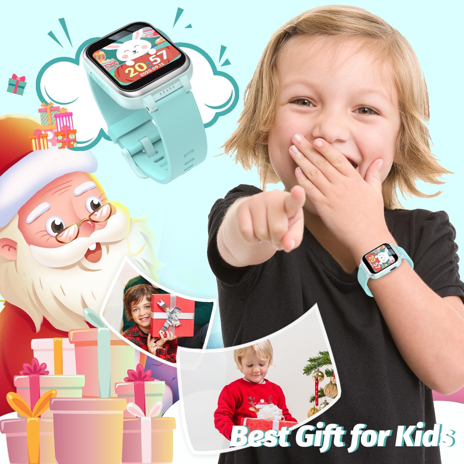 meoonley Reloj inteligente para niños con juegos de rompecabezas, pantalla táctil HD, cámara de video, reproductor de música, podómetro, reloj