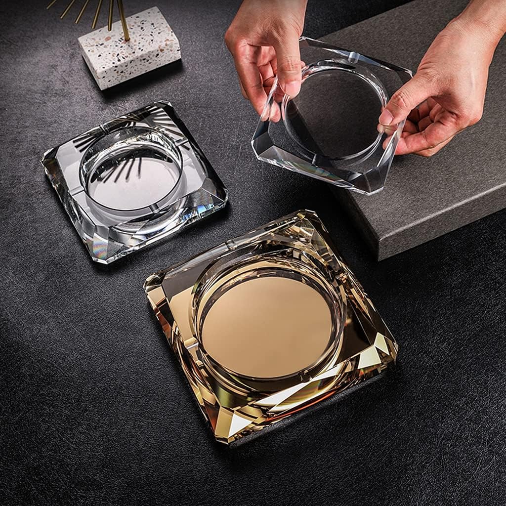 Cenicero de cristal para cigarrillos, bandeja cuadrada para cenizas de cigarros para decoración de mesa de escritorio de oficina en casa, cenicero