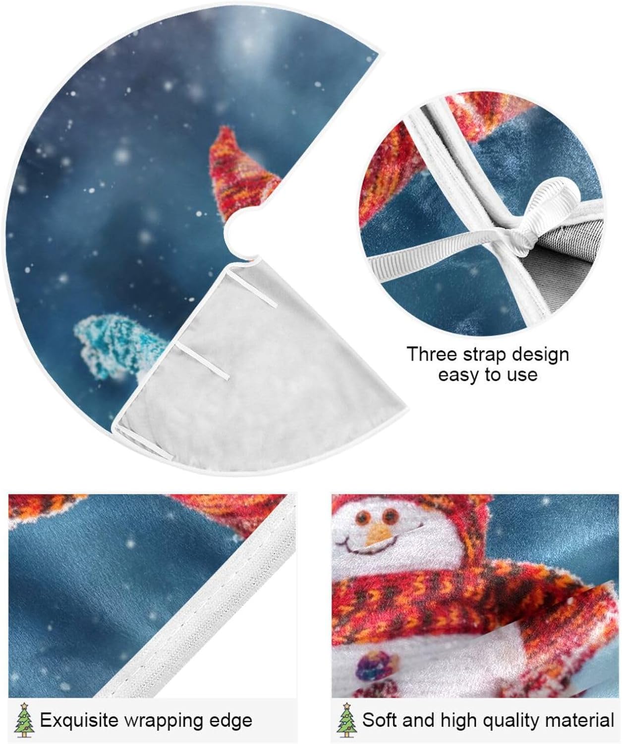 Muñecos de nieve en suaves árboles de nieve, falda suave para árbol de Navidad, falda de decoración de árbol de Navidad, falda pequeña para árbol de