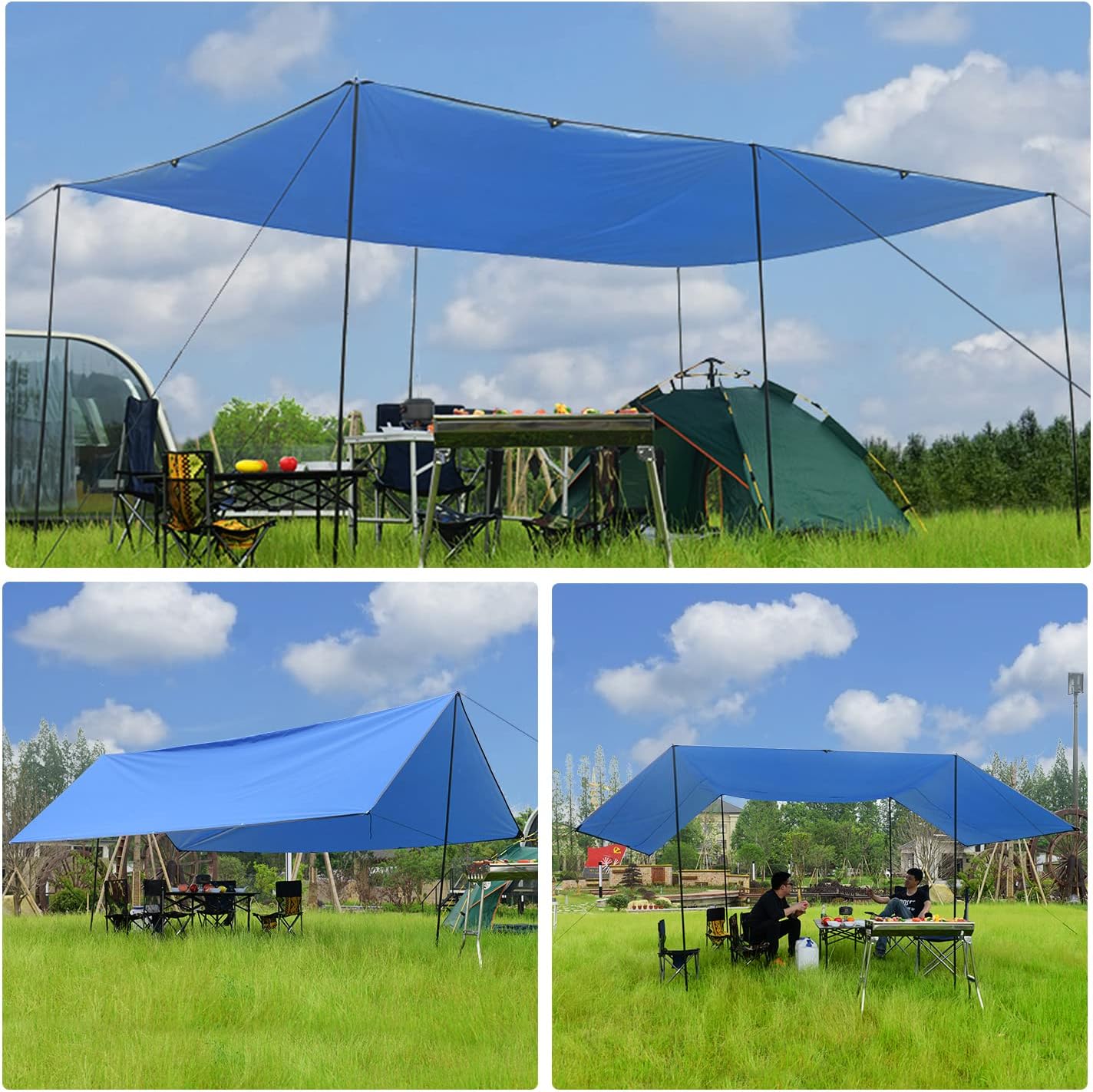 Wind Tour Tienda de campaña multifuncional portátil, toldo de viaje, lona para mochilero, lona para lluvia, toldo impermeable, lona para acampar al