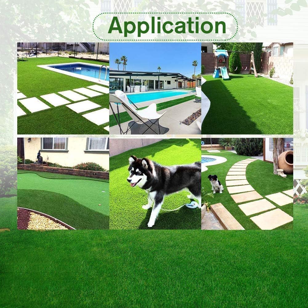 Alfombra de césped artificial de 13 x 6 pies, para interiores y exteriores, alfombra de césped sintético con agujeros de drenaje, alfombra de césped
