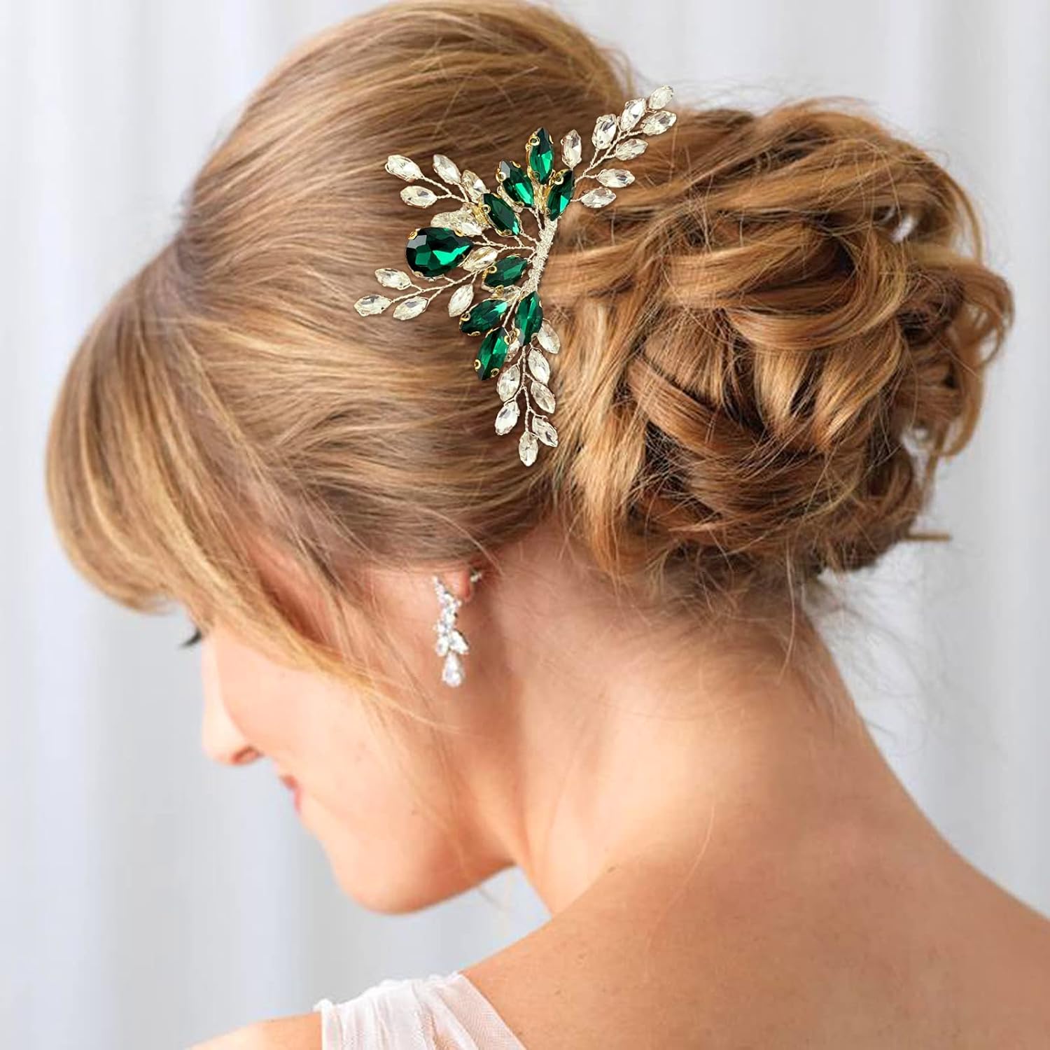 PRETTYLIFE Peine de pelo de cristal para novia, pieza de pelo con diamantes de imitación, fiesta de graduación, festival, boda, accesorios para el