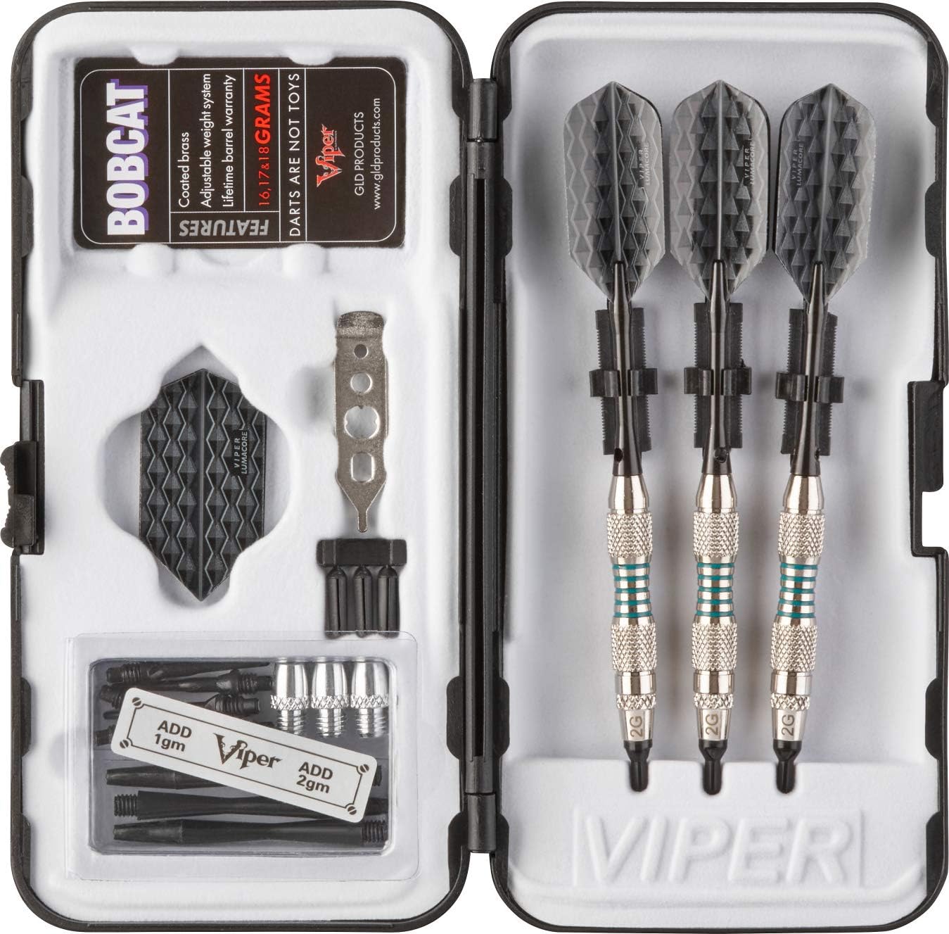 Viper Bobcat dardos de peso ajustable con punta suave y estuche de almacenamientoviaje.