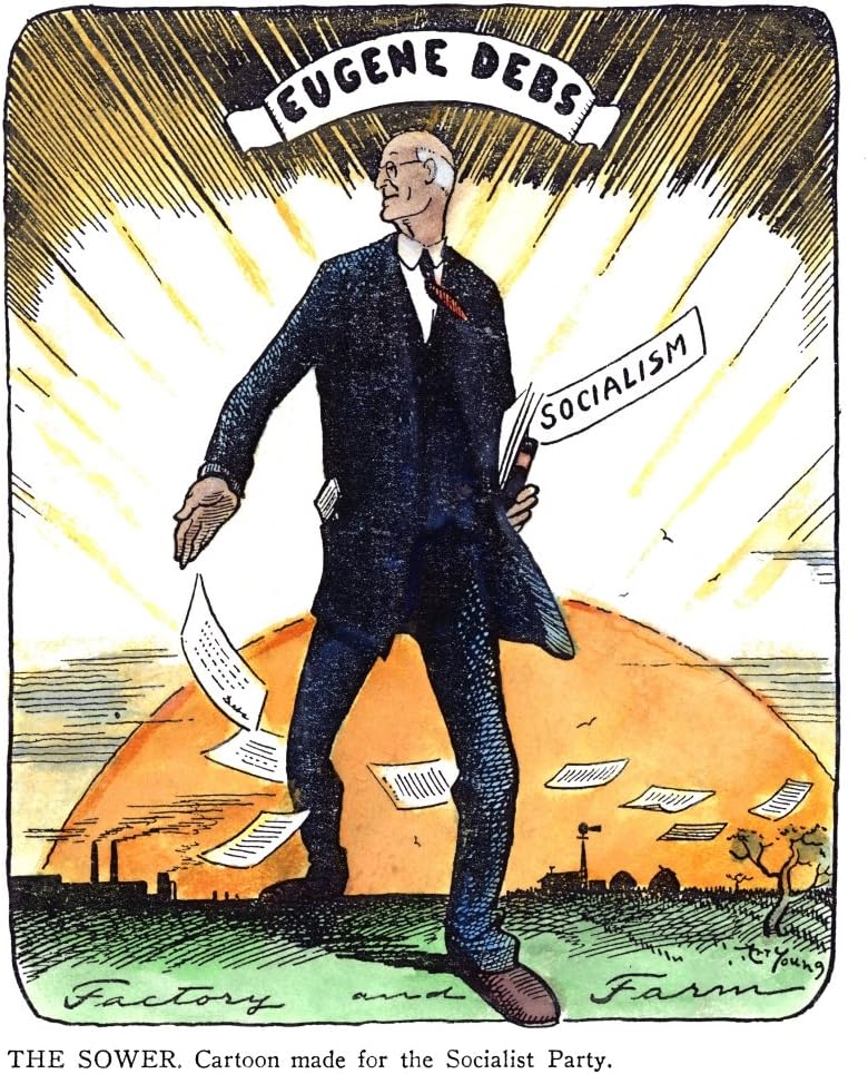 Eugene Debs (1855-1926) Neugene Victor Debs líder socialista estadounidense Debs representado como el sembrador en una caricatura por Art Young