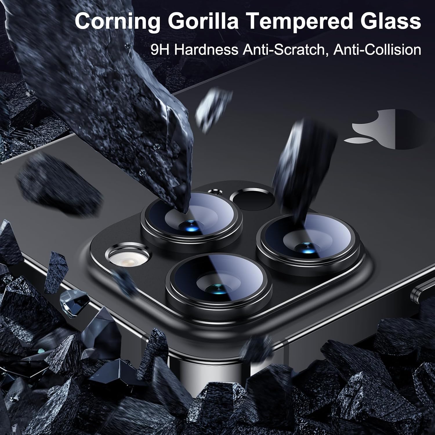 Esanik Paquete de 2 protectores de lente de cámara para iPhone 14 ProiPhone 14 Pro Max, carcasa de aleación de aluminio mate de vidrio templado,