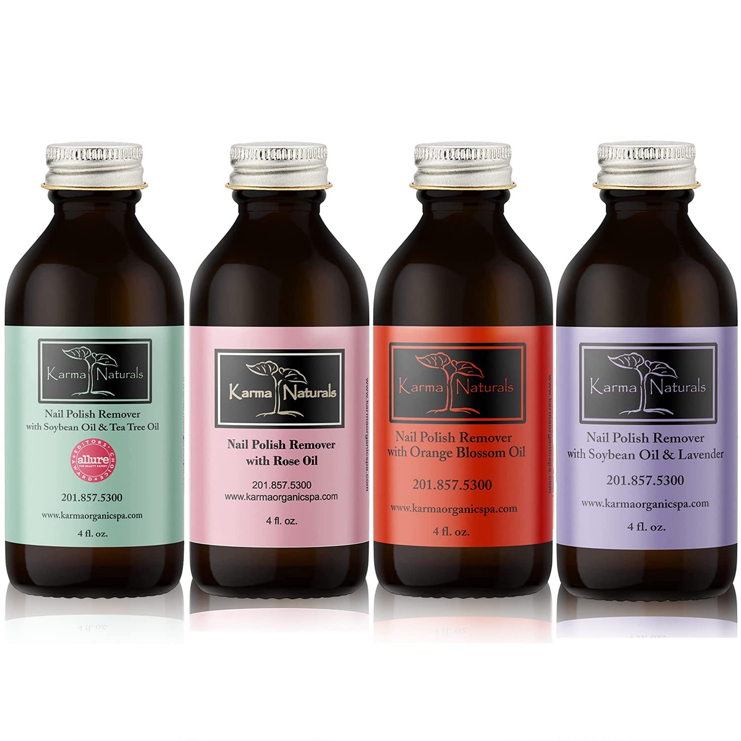 Karma Organic Paquete de removedor de esmalte de uñas, incluye lavanda natural, aceite de rosa, flor de naranja y removedor de esmalte de uñas de