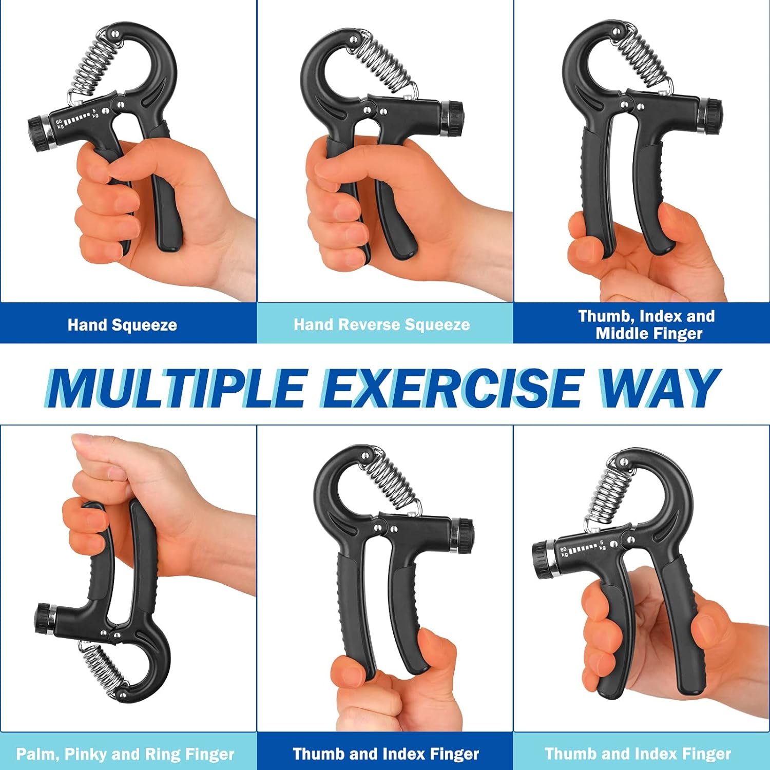 Entrenador de fuerza de agarre, fortalecedor de agarre de mano con resistencia ajustable de 11-132 libras (11.0-132.3 lbs), fortalecedor de