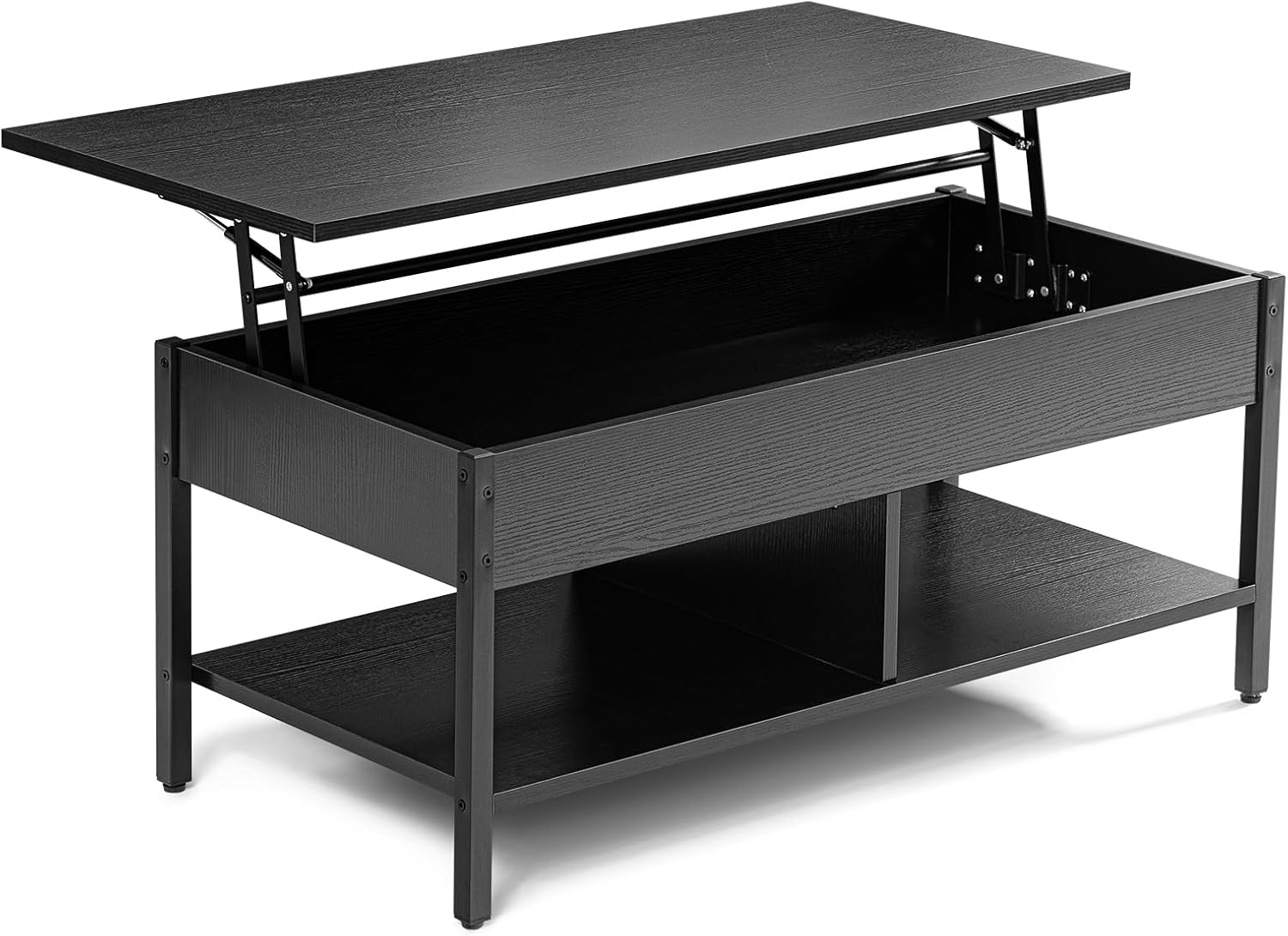 Vibe & Dine Mesa de centro elevable con compartimento oculto y estante de almacenamiento, mesa central de madera para sala de estar, oficina, sala