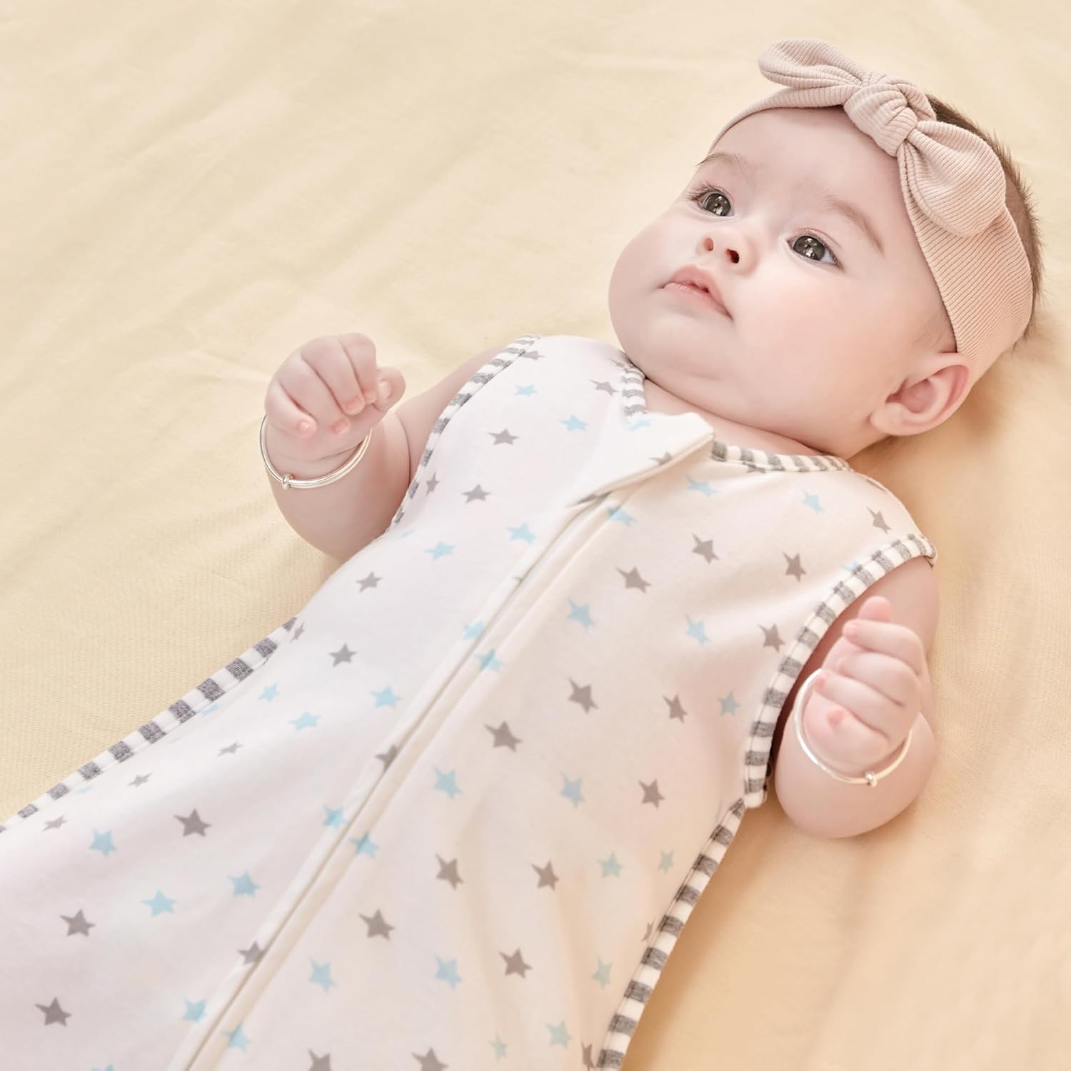 1.0 TOG – Saco de dormir para bebé, ligero, 100% algodón, con cremallera de 2 vías, saco de dormir unisex para bebé recién nacido de 0 a 6 meses,