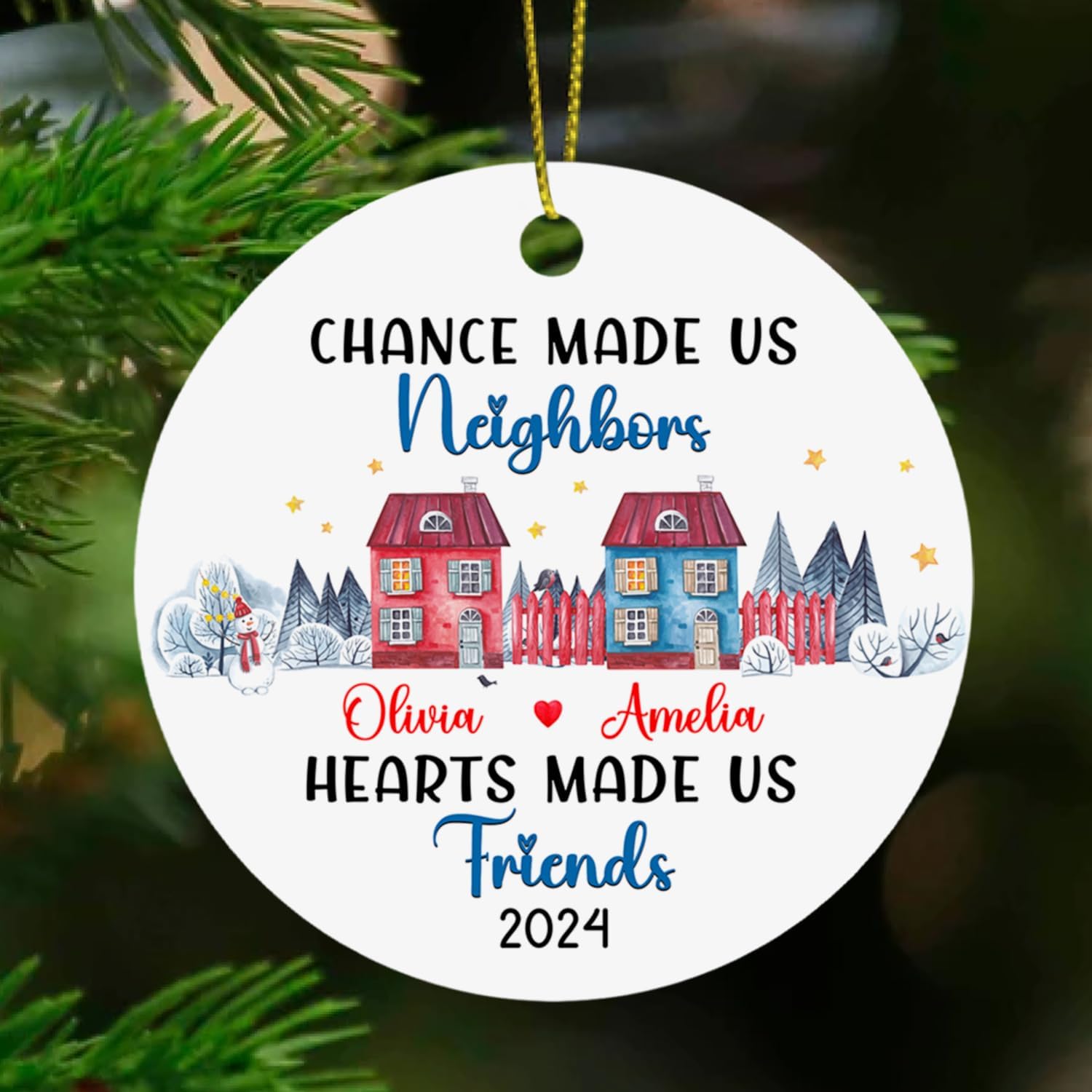 Chance Made Us Neighbors – Adorno de Navidad de vecino personalizado, recuerdo de Navidad personalizado de agradecimiento de vecino, regalos de