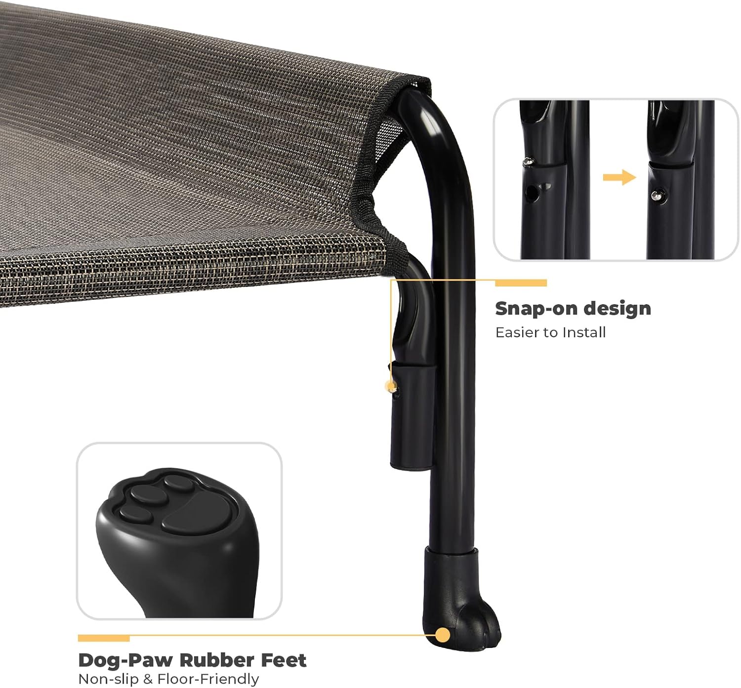 Veehoo CWC2204 – Cama elevada para perros grandes, cama elevada para mascotas con reposacabezas inclinado para interiores y exteriores, lavable,