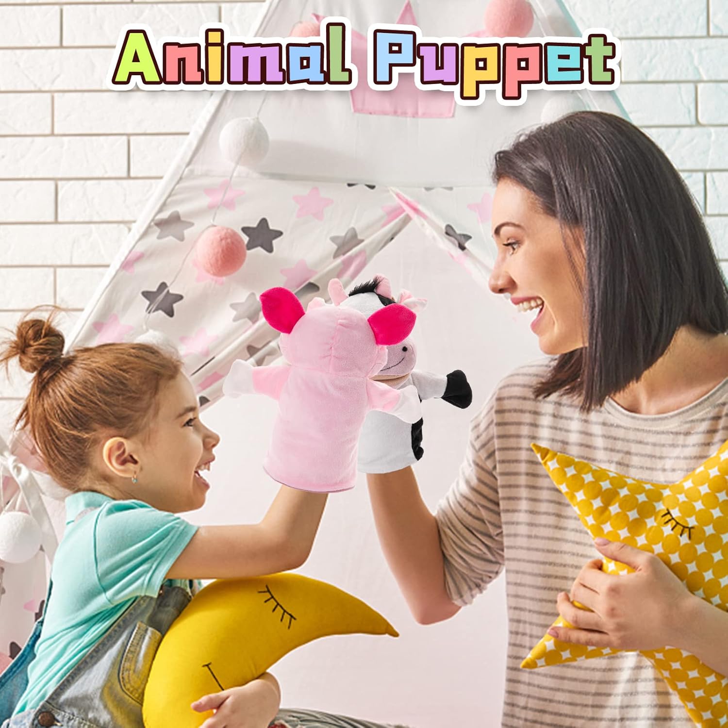 Paquete de 3 títeres de mano de animales para niños, selva, bosque, granja, zoológico, teatro de títeres, regalos de cumpleaños, niñas, niños, niños