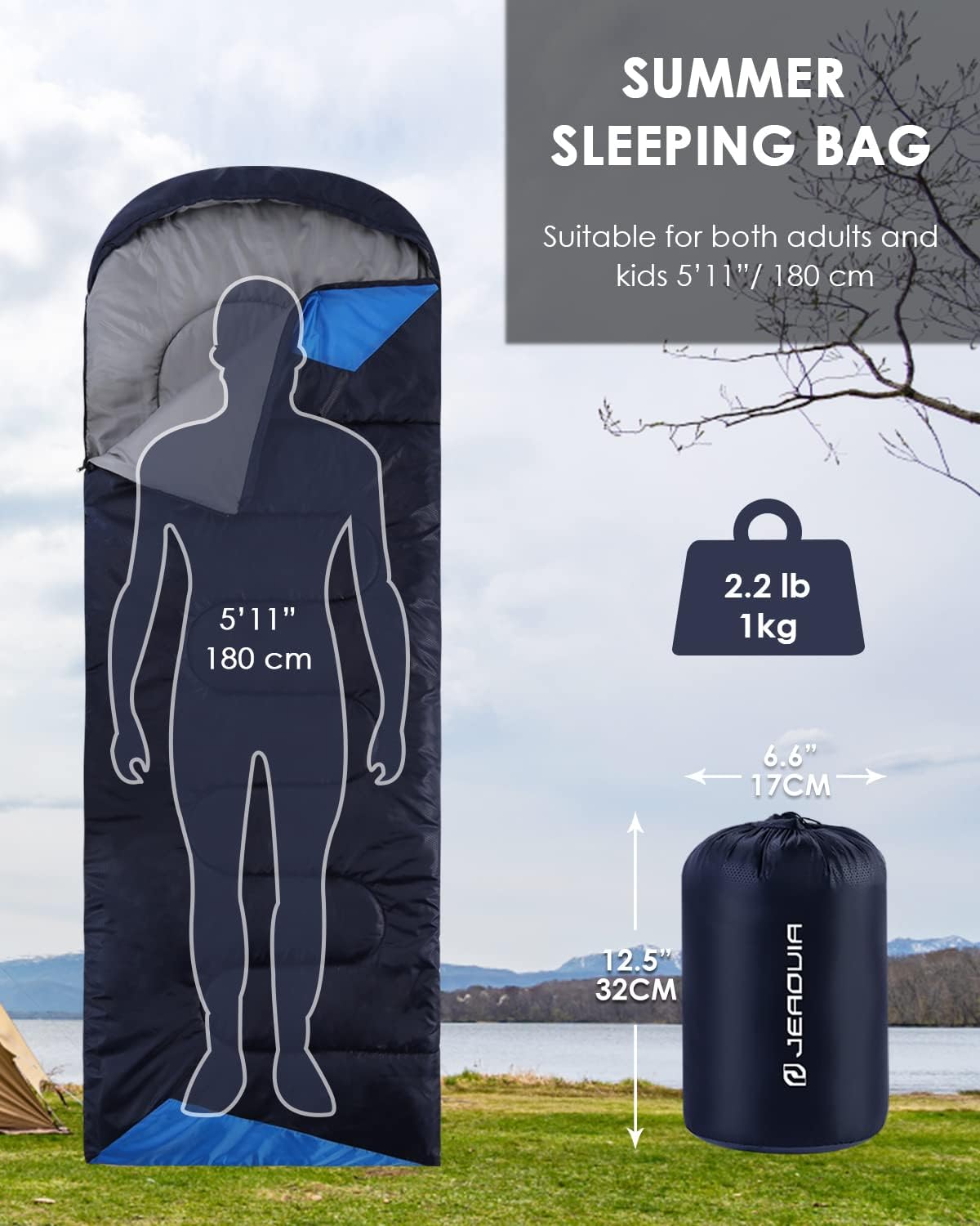 Saco de dormir, para mochila, ligero, impermeable, para clima frío, campamento, senderismo, viajar, cacería, con bolsa de compresión, para adulto y