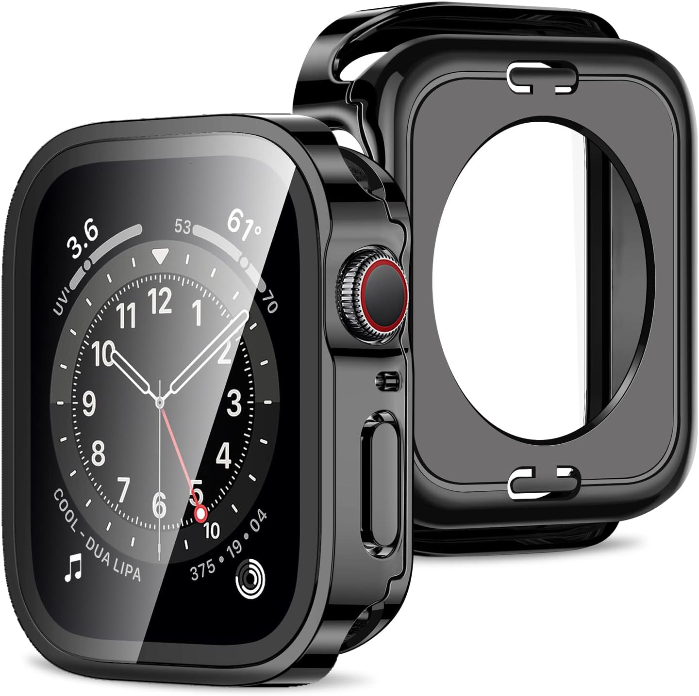 Amizee Funda 2 en 1 compatible con Apple Watch Series 9, Series 8, Series 7 de 1.772 pulgadas, con protector de pantalla integrado, borde recto de