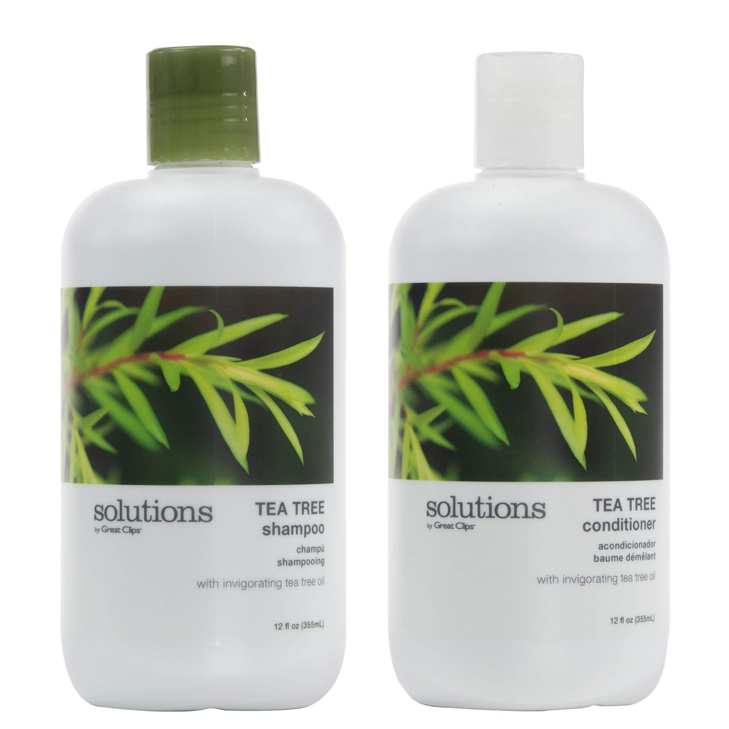 GREAT CLIPS Solutions – Juego de champú y acondicionador de árbol de té, fórmula que incluye aceites de árbol de té y menta, tratamiento natural