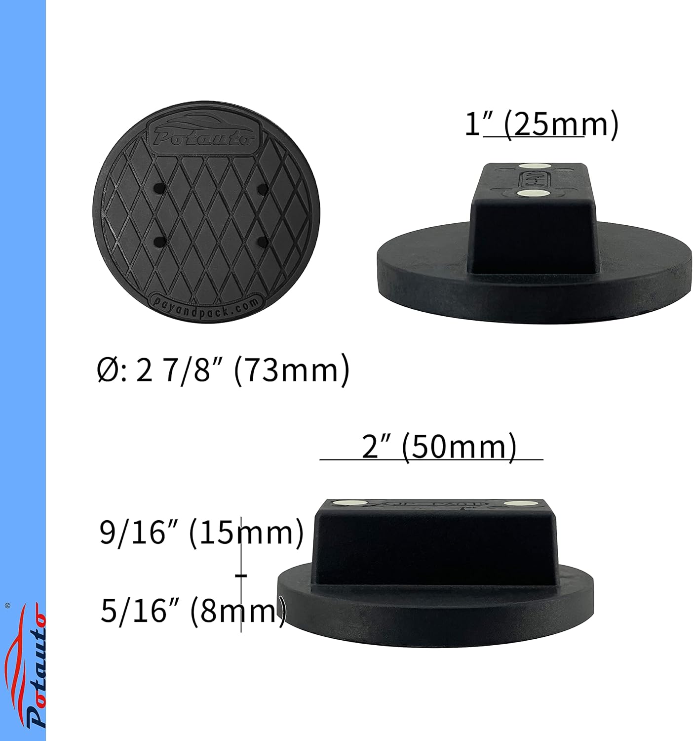 Universal Nylon PA6 Almohadilla magnética Jack Puck Soporte Compatible con BMW, Mini (cantidad 1, negro)