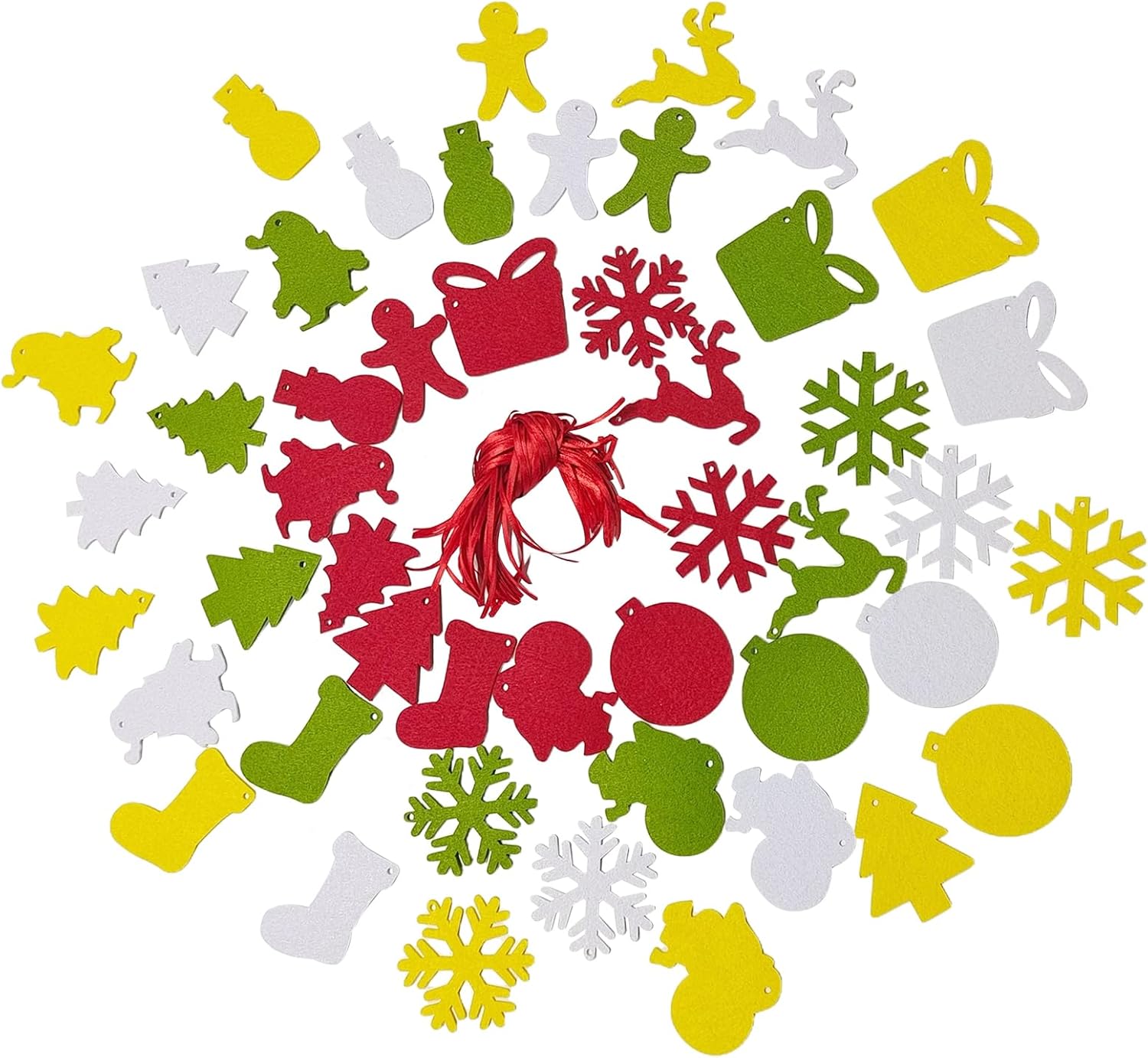Jtnohx Formas de fieltro, kit de manualidades de 2.8 pulgadas con copos de nieve de fieltro, mini árbol de Navidad, muñeco de nieve, hombre de