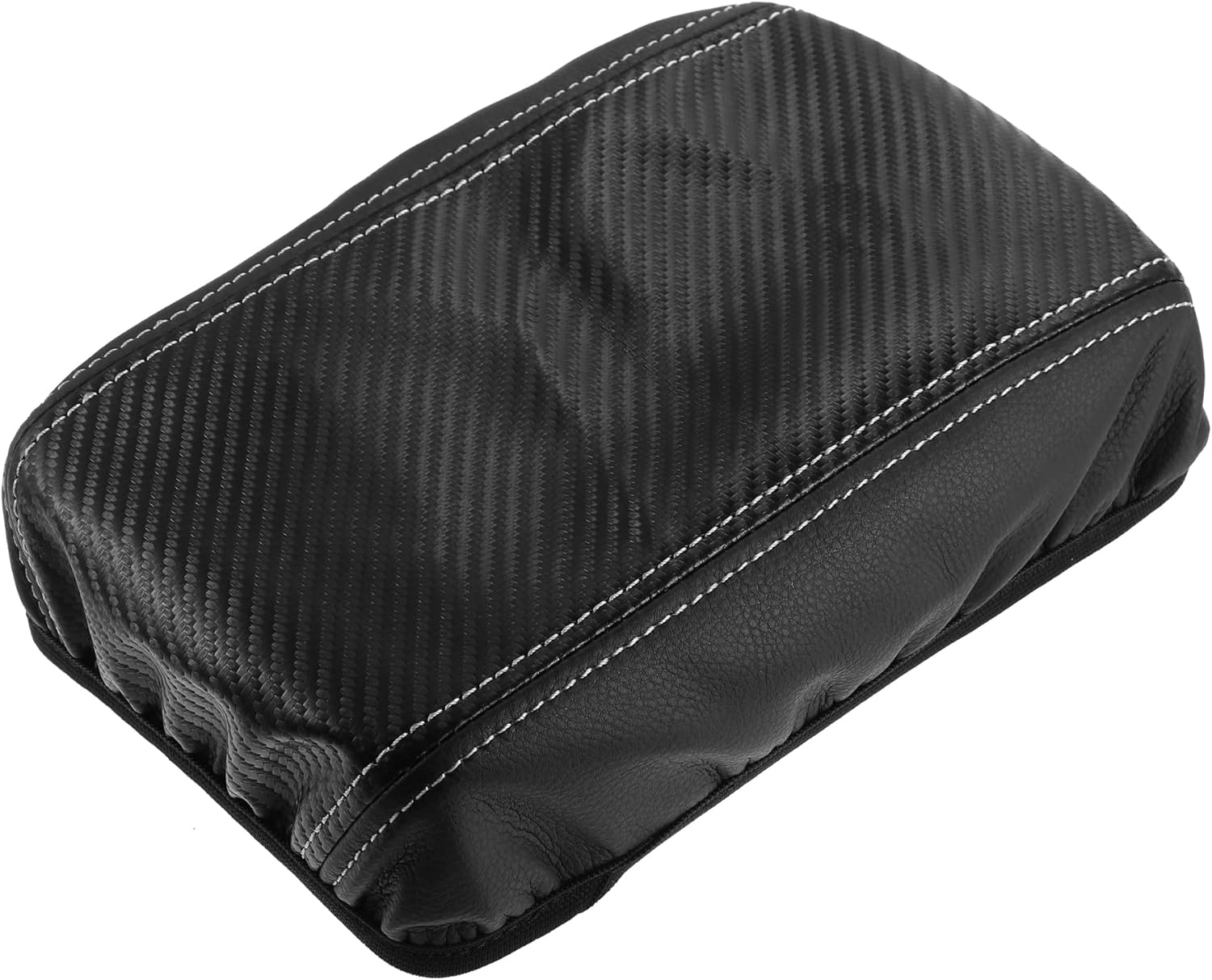 X AUTOHAUX Funda para reposabrazos de consola central de automóvil para Toyota Corolla Cross 2022, patrón de fibra de carbono, piel sintética negra,