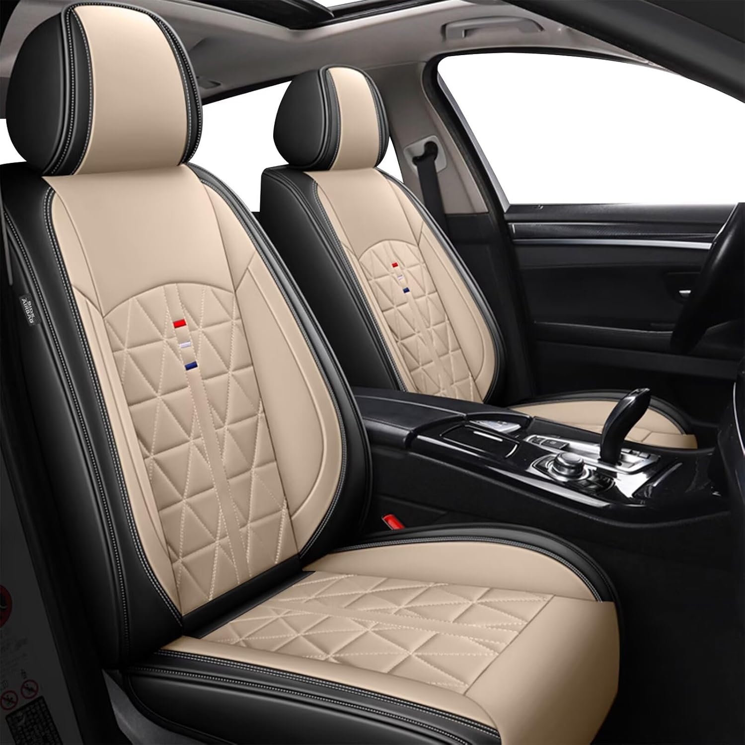 Front Seat Covers Fit for Ford Ecosport 2018-2024 2025 Seat Covers Waterproof Leather Automotive Seat Cushion with Airbag Compatible (2 Seats, Black