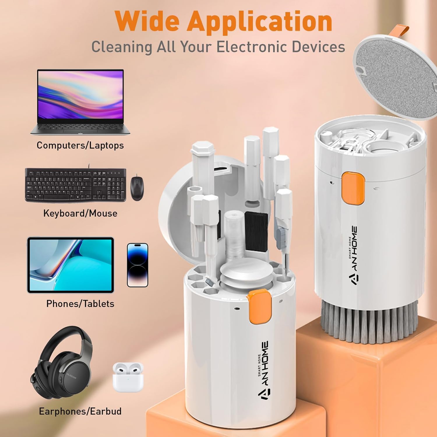 AnHome – Kit limpiador de teclado para computadora portátil 20 en 1, cepillo de limpieza electrónica para iPhone, AirPod, MacBook, iPad, herramienta