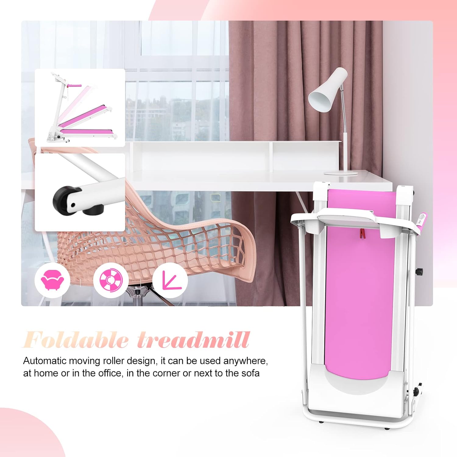 Cinta de correr plegable para el hogar con inclinación, caminadora plegable para entrenamiento en casa, máquina eléctrica para caminar, 15 programas