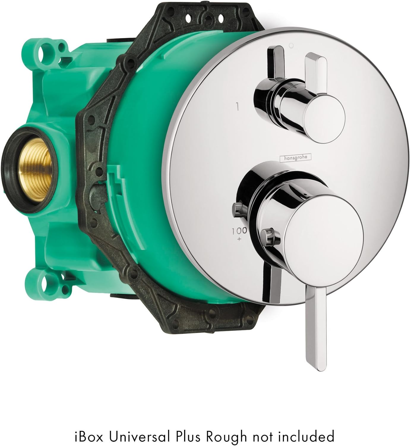 hansgrohe Ecostat Modern 27458003 – Válvula de ducha de equilibrio de presión de 7 pulgadas de ancho y 1850181, iBox Plus con topes de servicio y