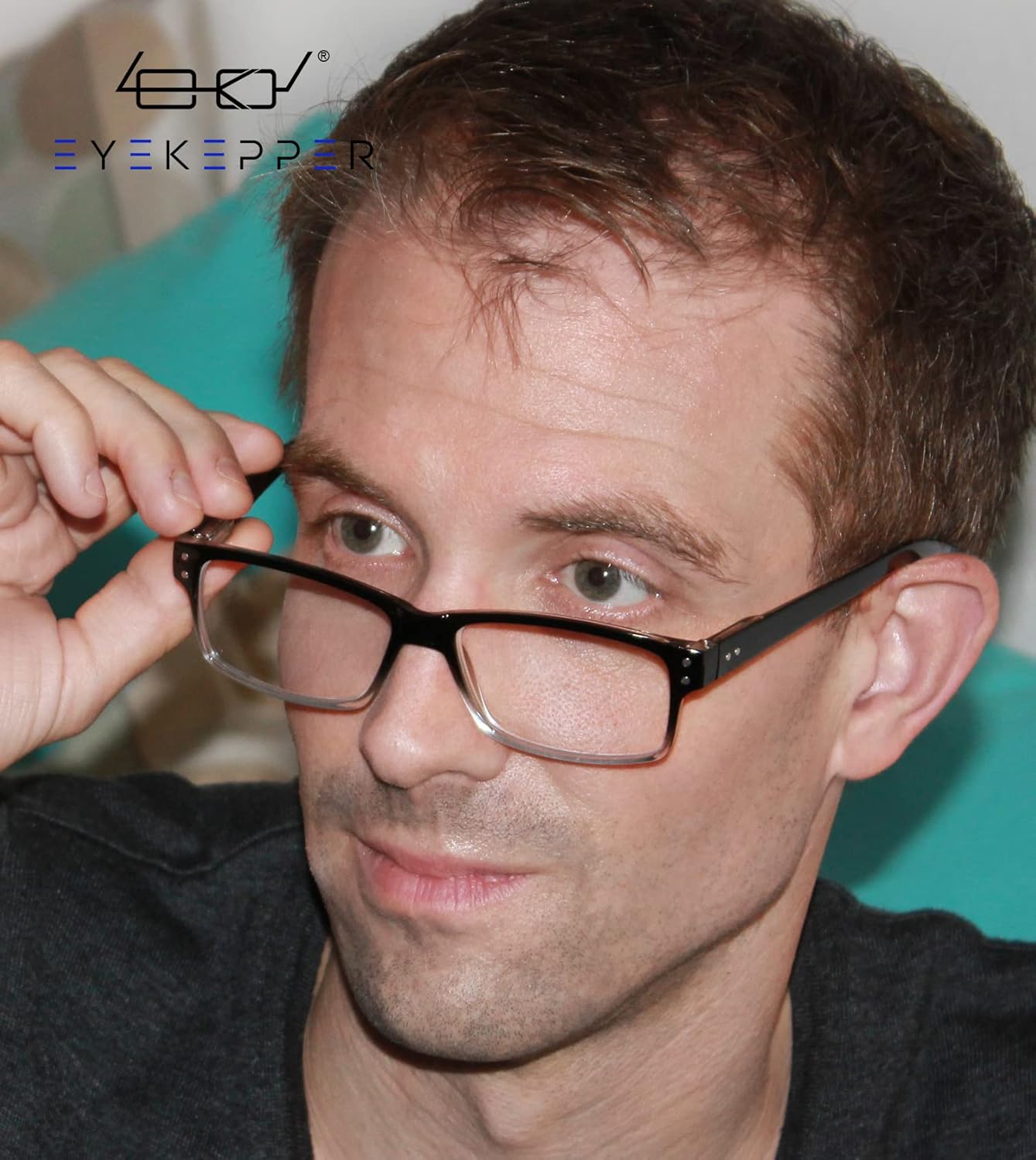 Eyekepper Paquete de 5 lentes de lectura para hombre, bisagras de resorte, gafas clásicas, marco negro, sin aumentos