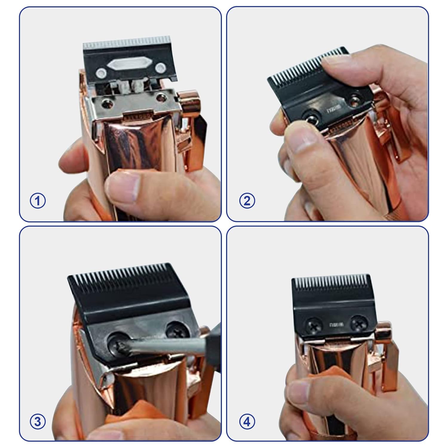 FX8010B Cuchillas de repuesto de grafito negro compatibles con BaBylissPRO Barberology cuchillas de repuesto FX870FXF880FX810FX825FX673N, 2 unidades