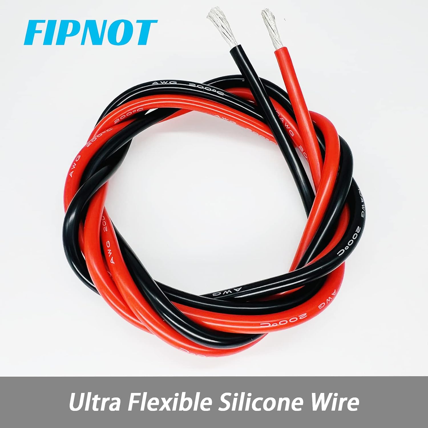 Cable de silicona calibre 14 AWG  Bobina negra de 100 pies, alambre de cobre estañado trenzado de 14 AWG extra flexible de 392.0 F 600 V
