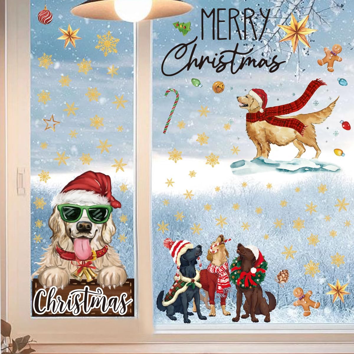 Horaldaily 128 calcomanías de Navidad para ventana, bola de Navidad para el hogar, suministros de fiesta, tienda, ventana, decoración de cristal