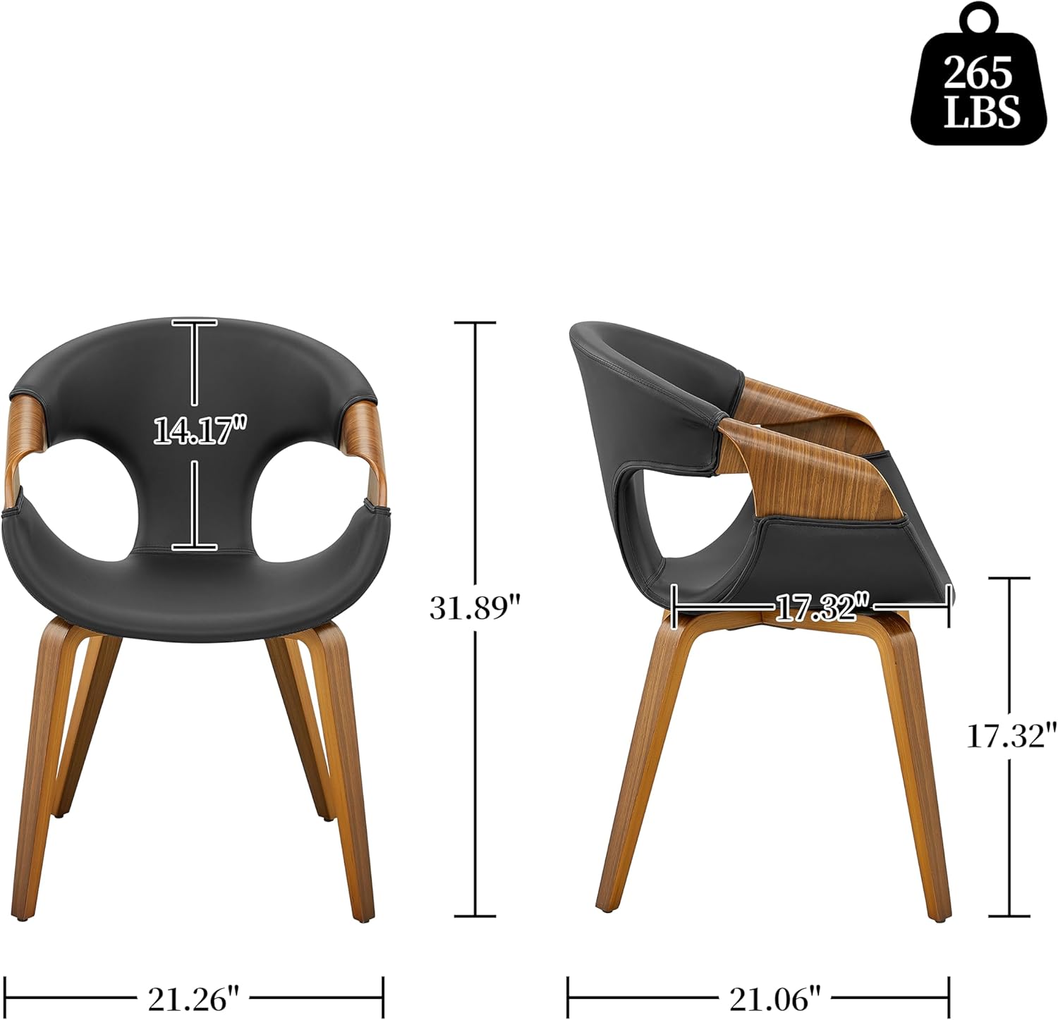 Art Leon Silla de escritorio sin ruedas, silla decorativa moderna de mediados de siglo, silla de escritorio de piel sintética para oficina en casa