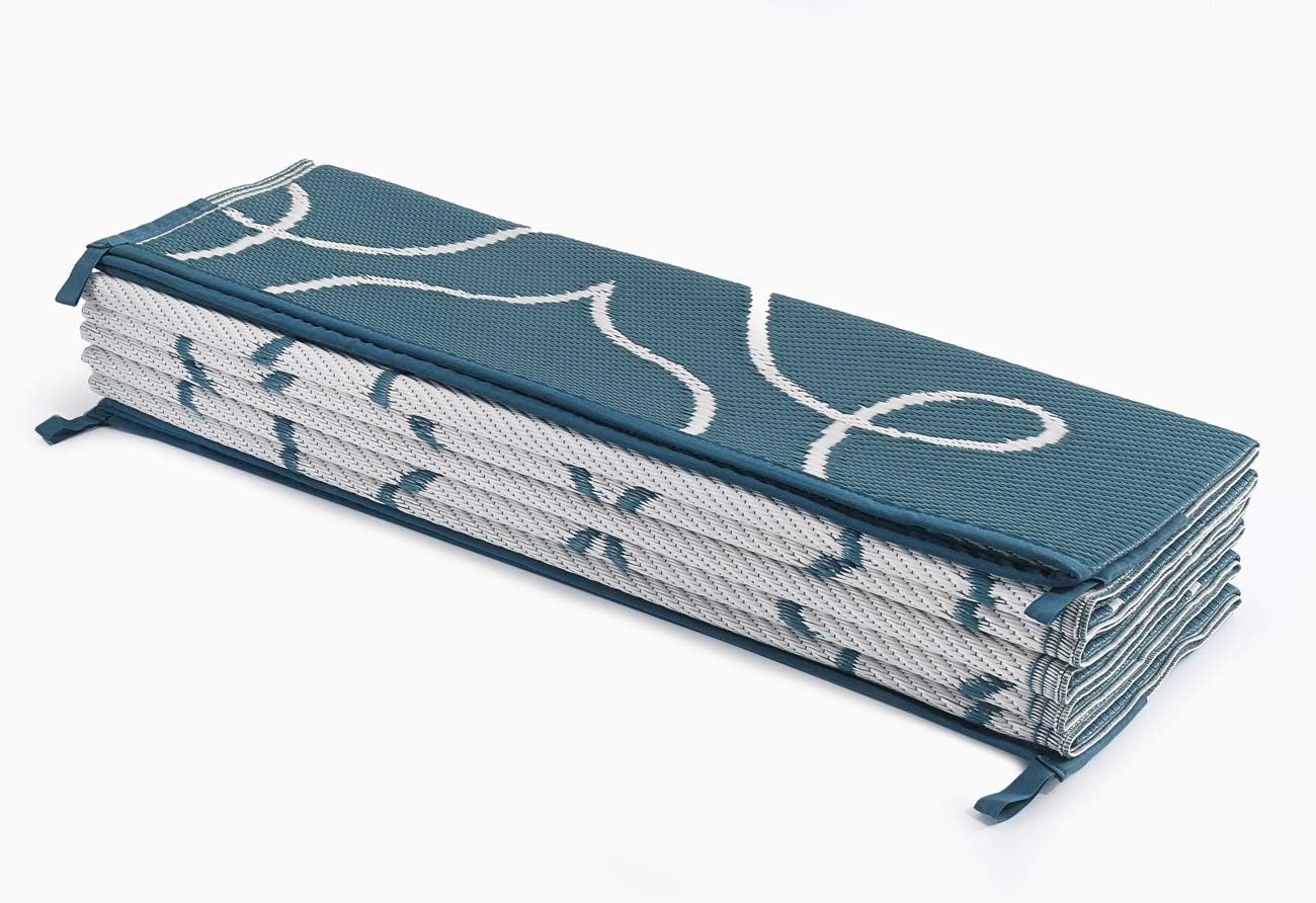 FH Home – Alfombra para exteriores, impermeable, resistente a la decoloración, reversible, plástico reciclado de alta calidad, acabado tipo celosía