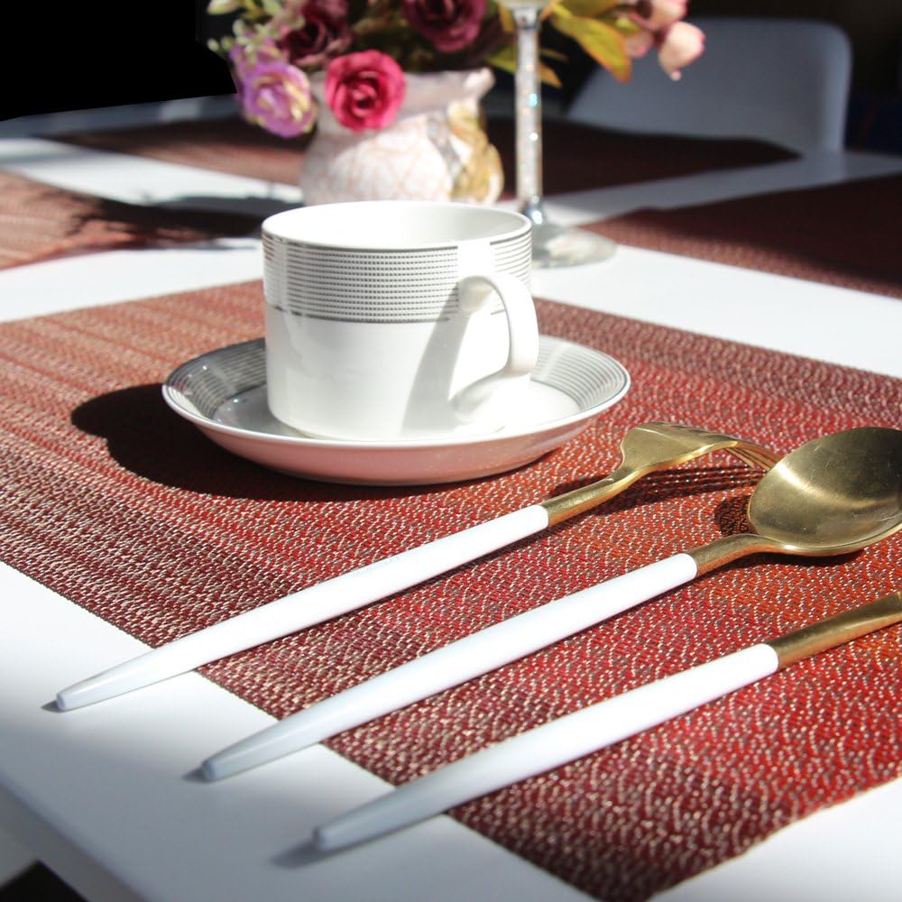 Bright Dream – Manteles individuales en PVC lavables y fáciles de limpiar para mesa de cocina, resistentes al calor y manteles de vinilo tejido.