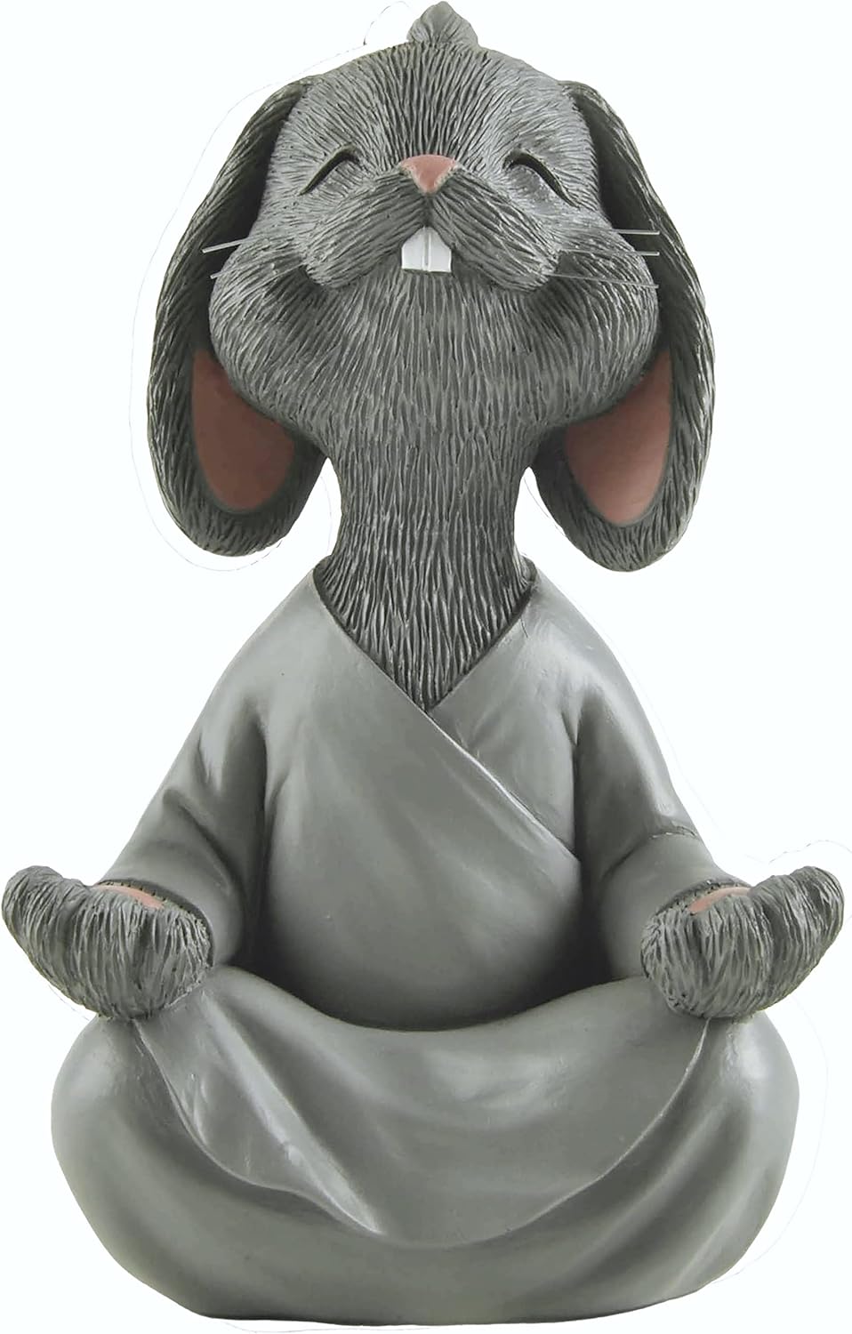 Whimsical Happy Bunny – Figura coleccionable de Buda gris para meditación y yoga, colección de conejo feliz, regalos para amantes de conejos,