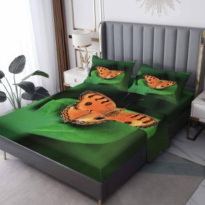Sábanas de mariposa tamaño Queen, sábanas de hojas verdes de mariposas, sábanas y fundas de almohada de 4 piezas, sábana bajera ajustable de Sábanas de mariposa tamaño Queen, sábanas de hojas verdes de mariposas, sábanas y fundas de almohada de 4 piezas, sábana bajera ajustable de