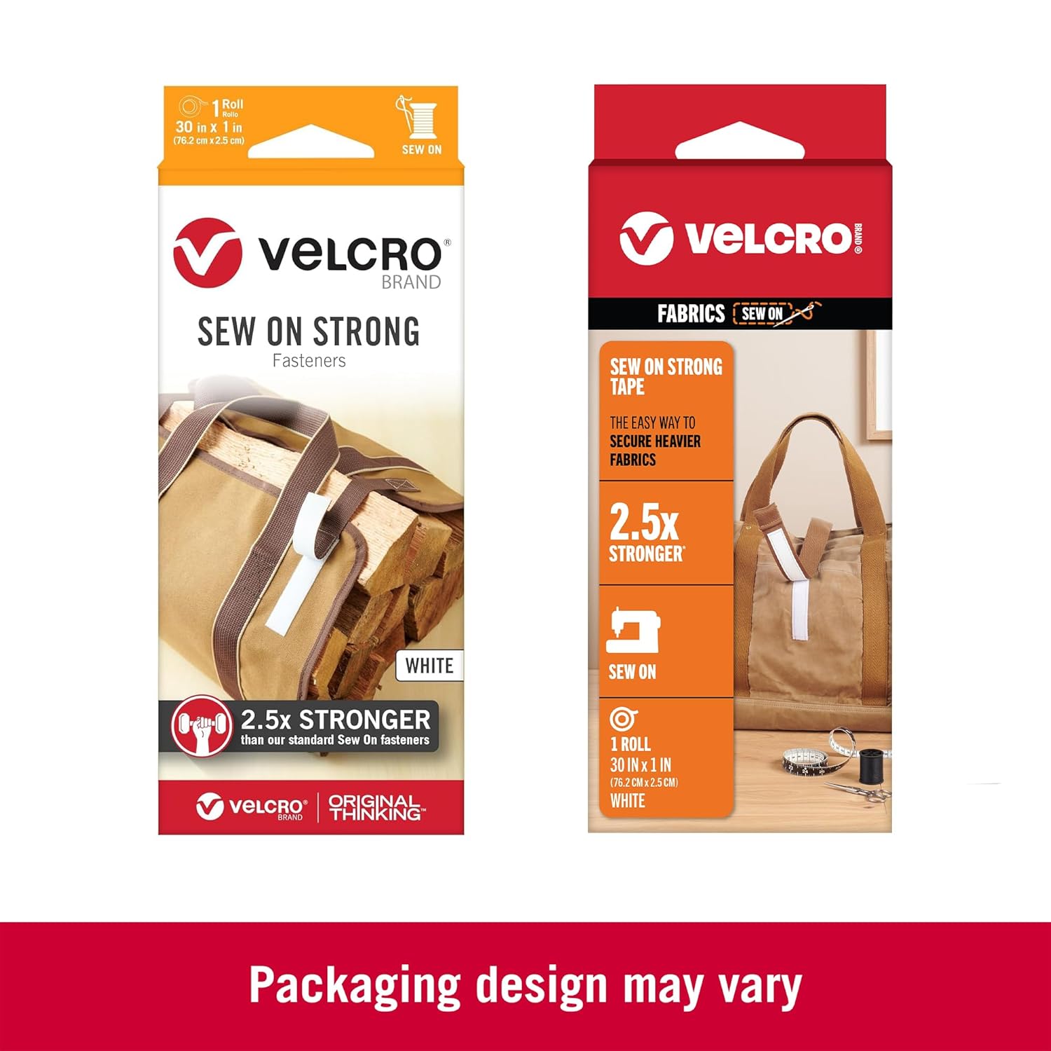VELCRO Brand Cinta de tela fuerte para coser  Rollo de 30 pulgadas, color blanco