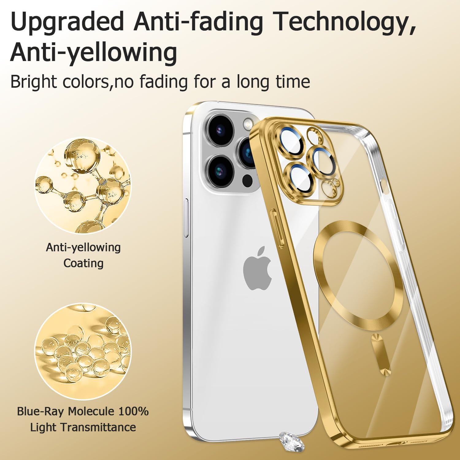 Karrint Funda magnética transparente para iPhone 15 Pro compatible con MagSafe protector de lente de cámara integrado Funda protectora de TPU para