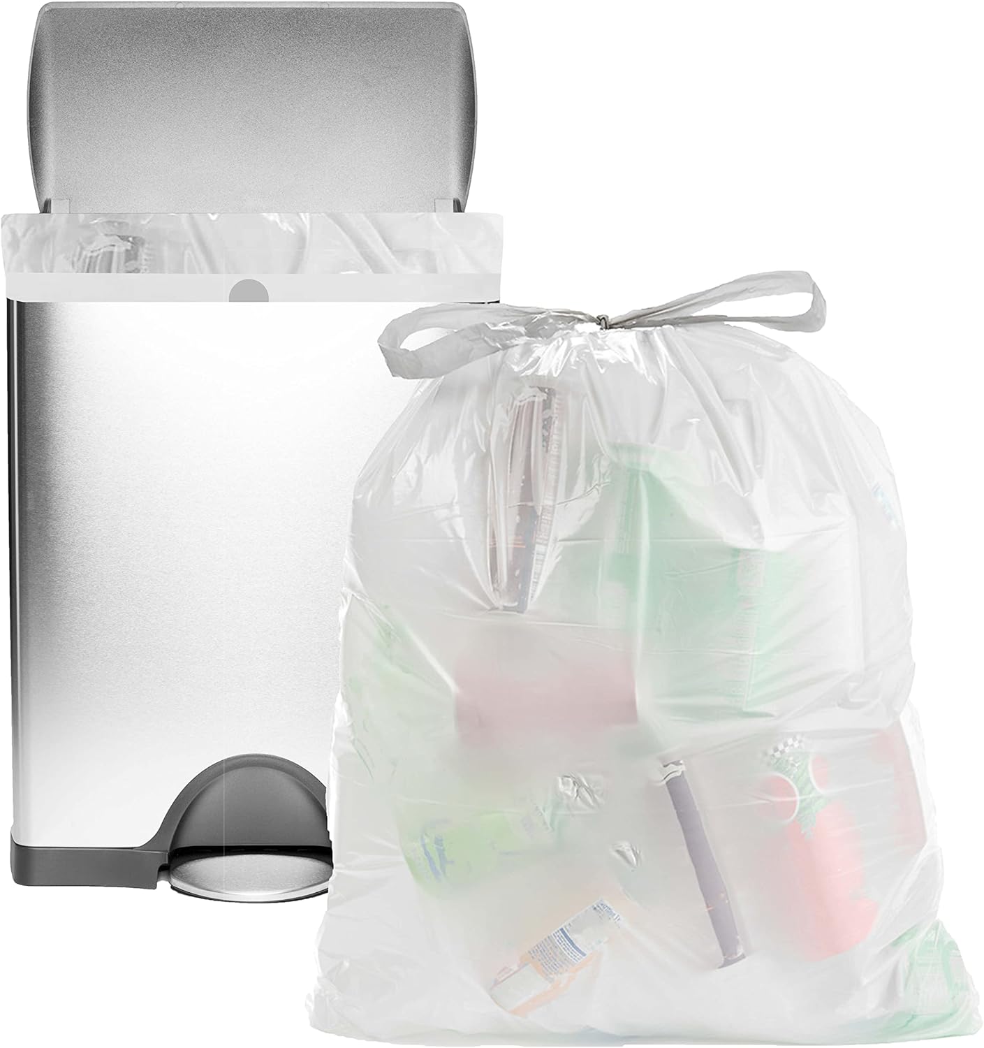 Commander – Bolsas de basura blancas con cordón para cocina, de 13 galones, 0.7 milésimas de pulgada de alto, 24 x 25 pulgadas, paquete de 25