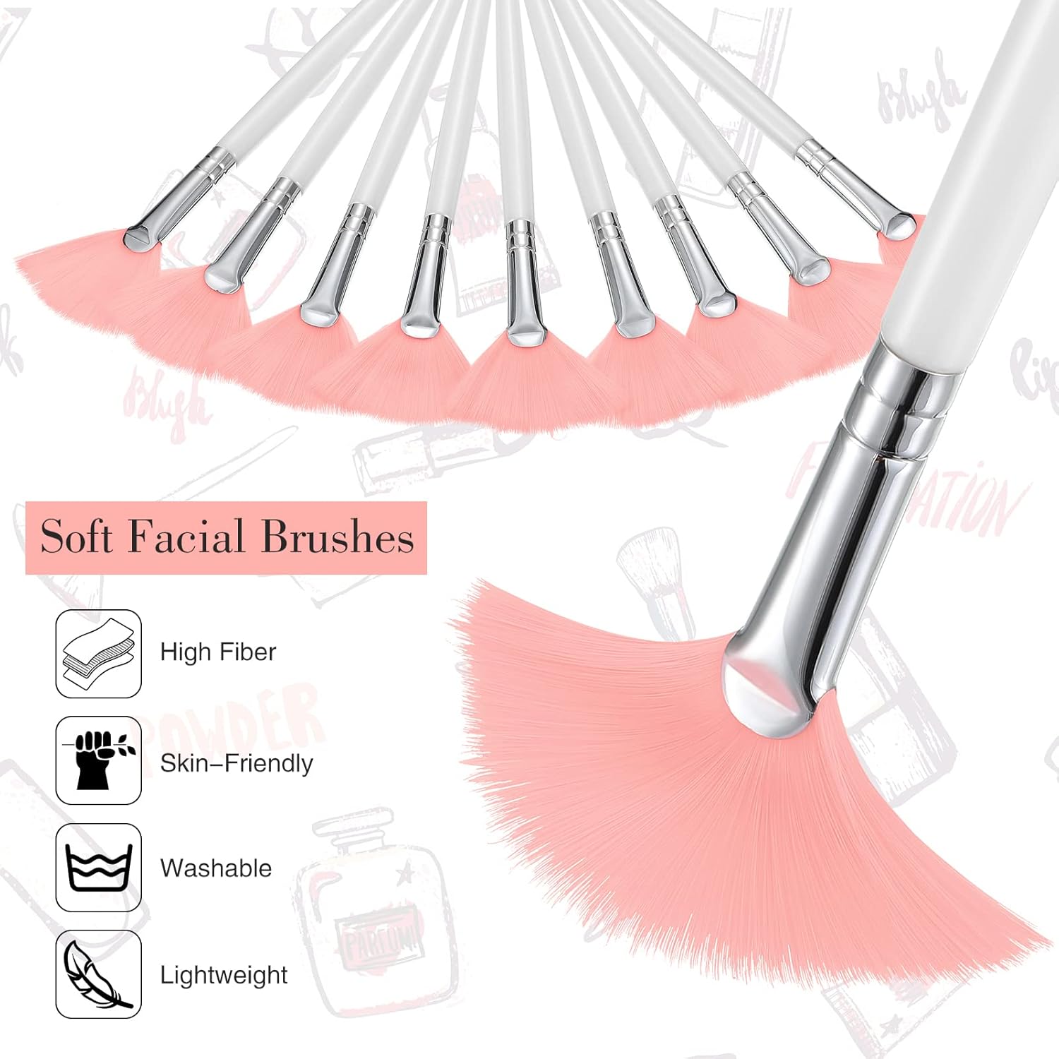 Maitys 6 pinceles faciales para máscara de abanico, herramientas de cepillo aplicador de máscara suave, brochas de maquillaje delgadas, herramienta