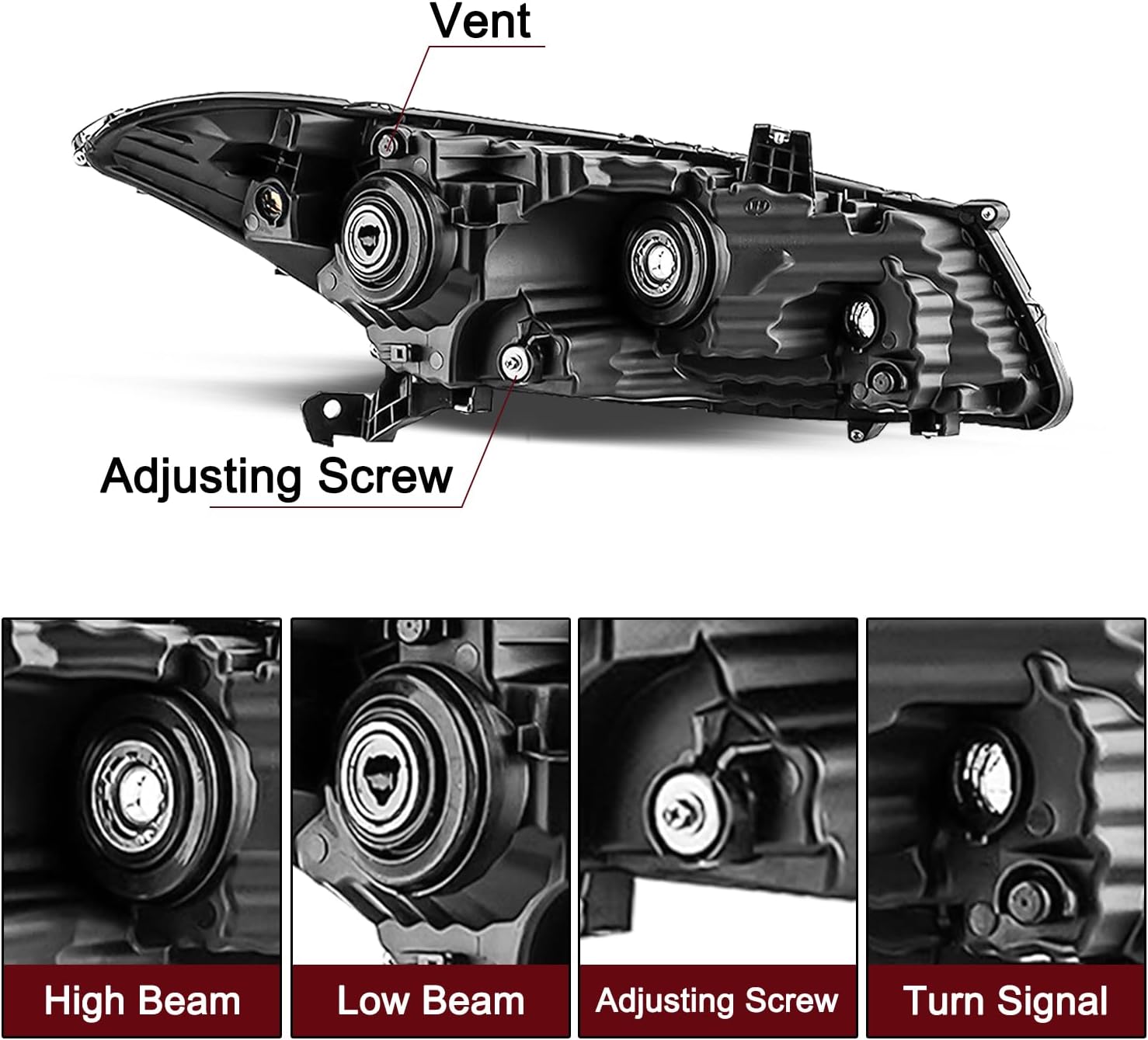 JSBOYAT Par de montaje de faros delanteros para Honda Accord Coupe 2008-2012 de 2 puertas tipo halógeno OEM proyector delantero negro esquina ámbar