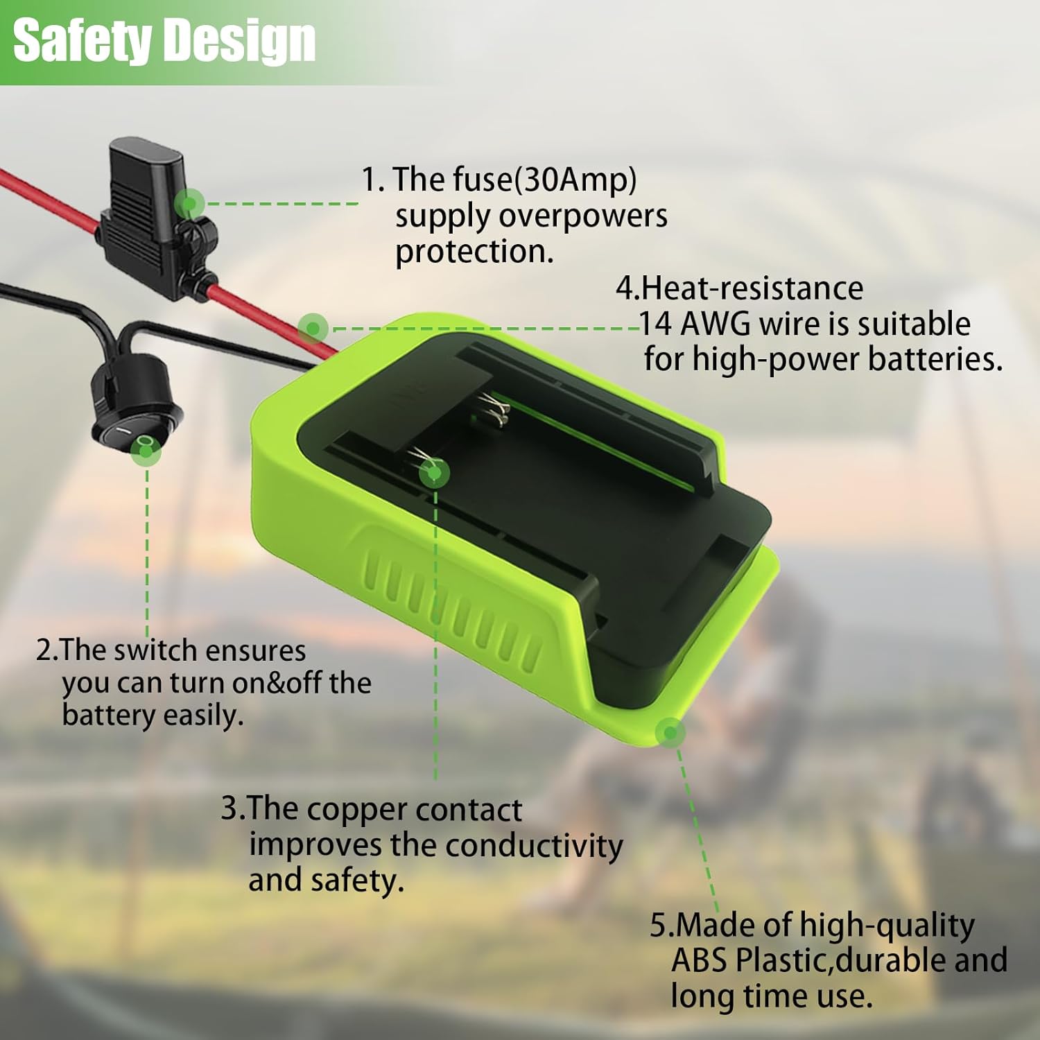 Adaptador de bricolaje para rueda eléctrica Ryobi 40 V batería de iones de litio Dock conector de alimentación Cable Robótica Cable calibre 14, con