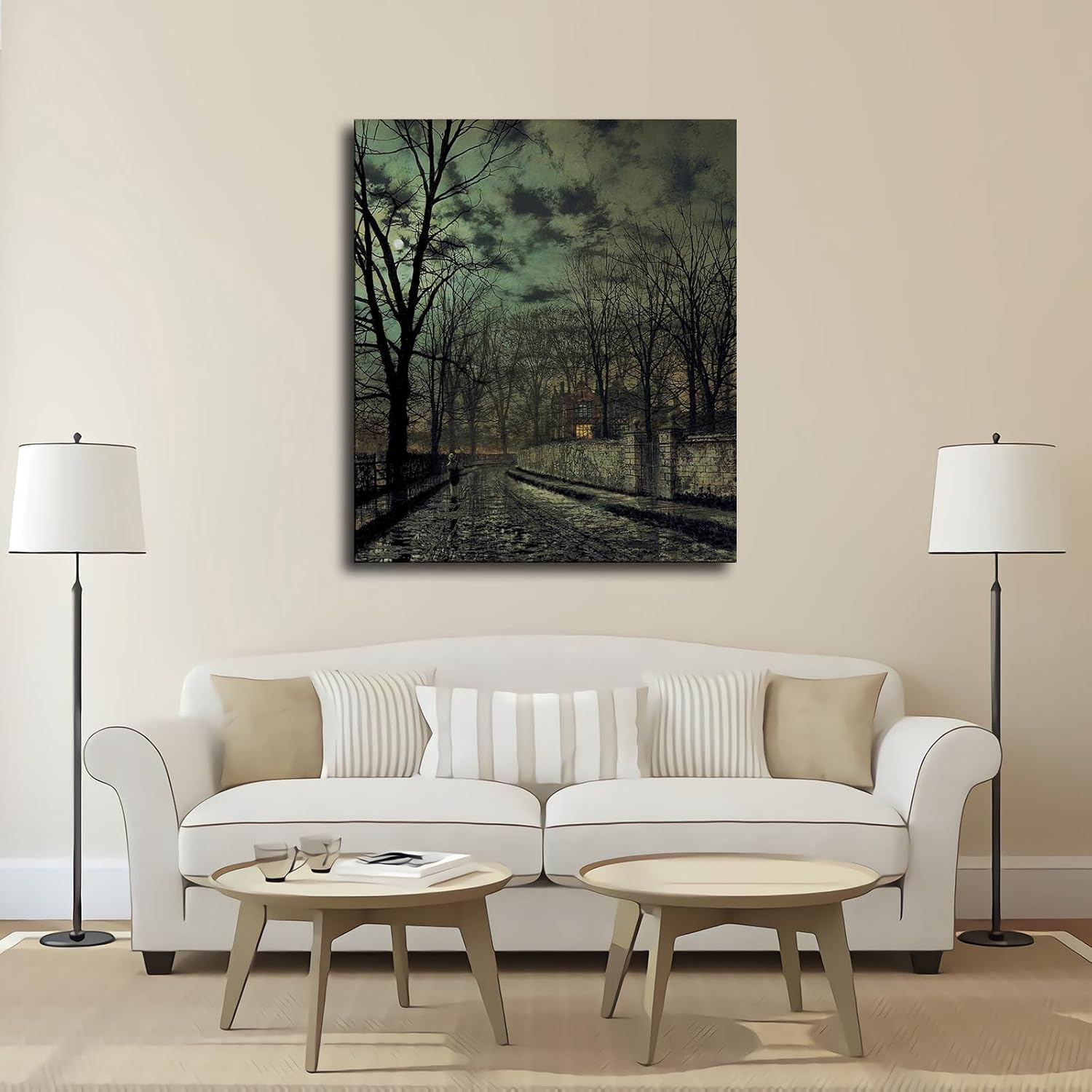 Noviembre (1879) John Atkinson Grimshaw – Póster de impresión artística moderna para dormitorio familiar, decoración de oficina (24 x 36 pulgadas,