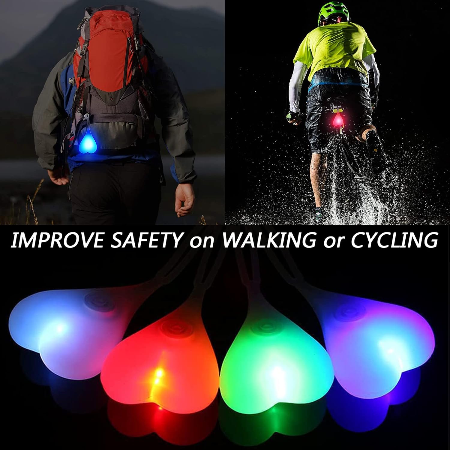 YUERWOVER Luz trasera LED para bicicleta, luz trasera de bicicleta, luz nocturna, esencial para asiento de ciclismo, lámpara de seguridad para