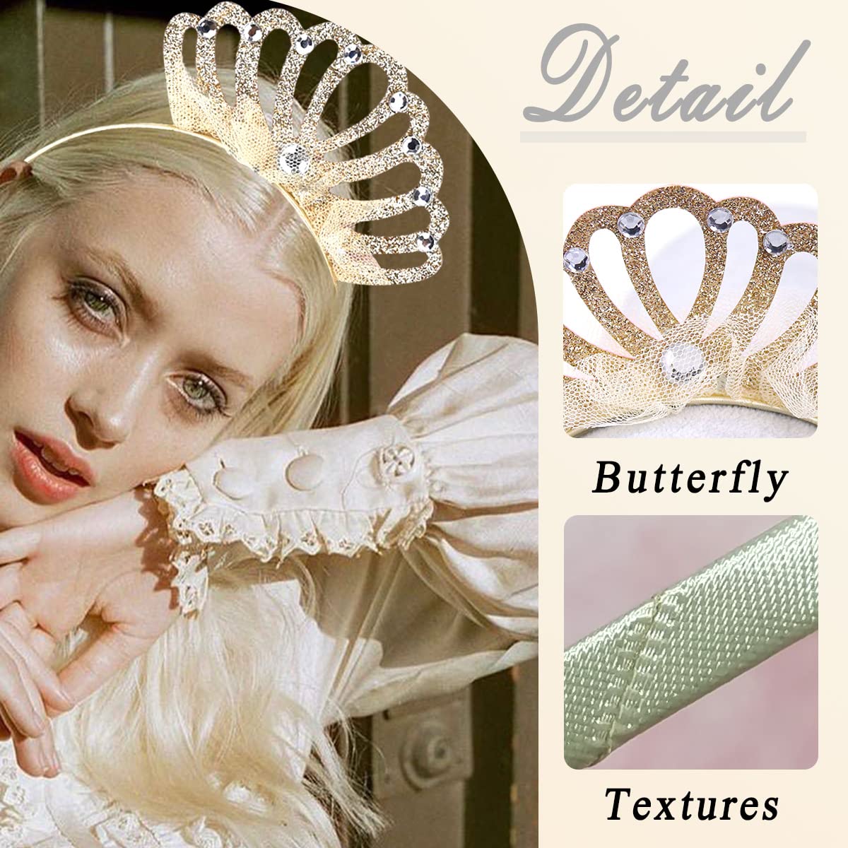 Diadema dorada con corona de encaje, accesorios para el cabello, accesorios para el cabello para niñas y mujeres, fiesta de cumpleaños